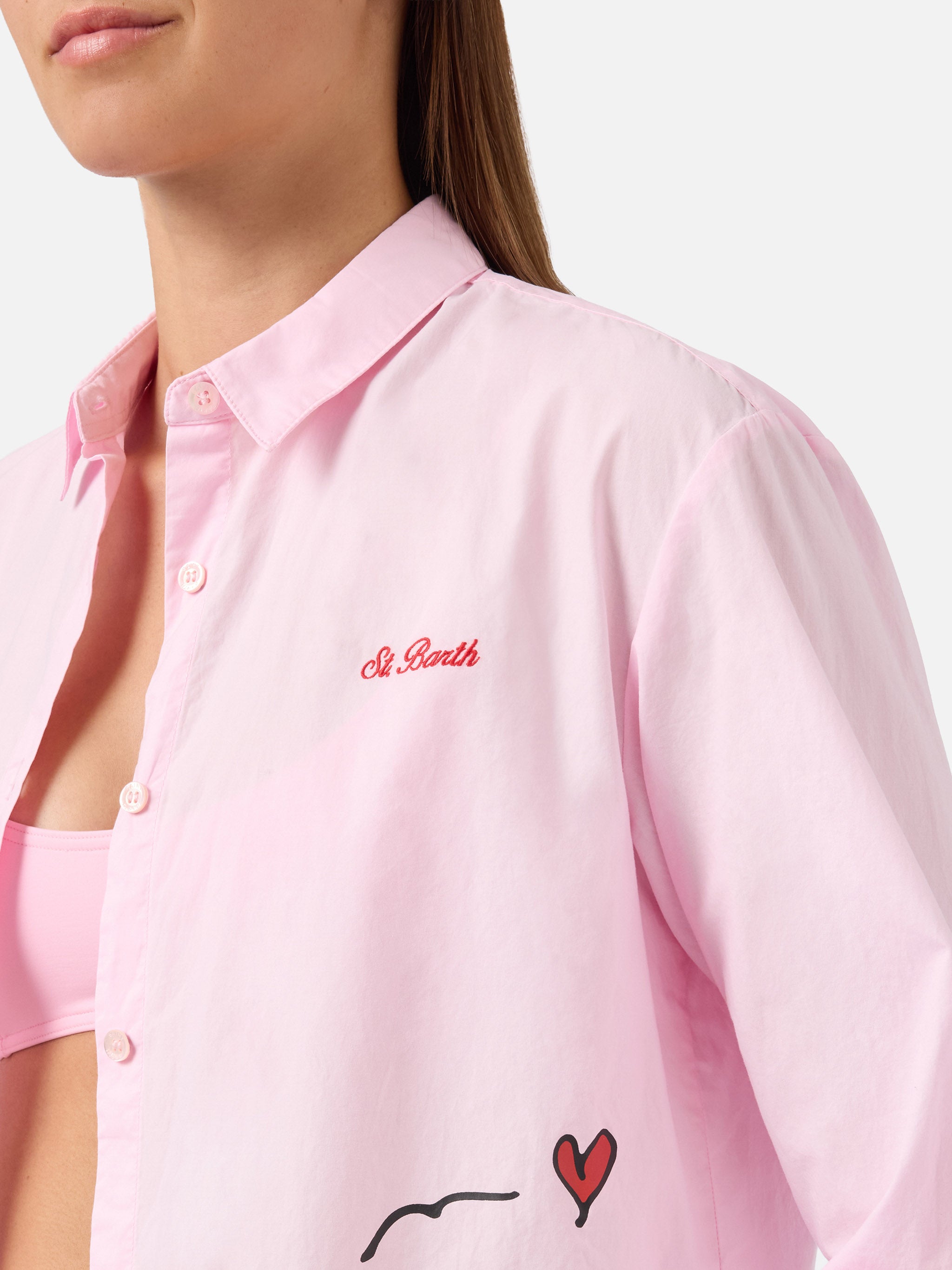 mc2-saint-barth-camicia-brigitte-rosa-in-popeline-con-stampa-snoopy-e-lucy-speci image 2
