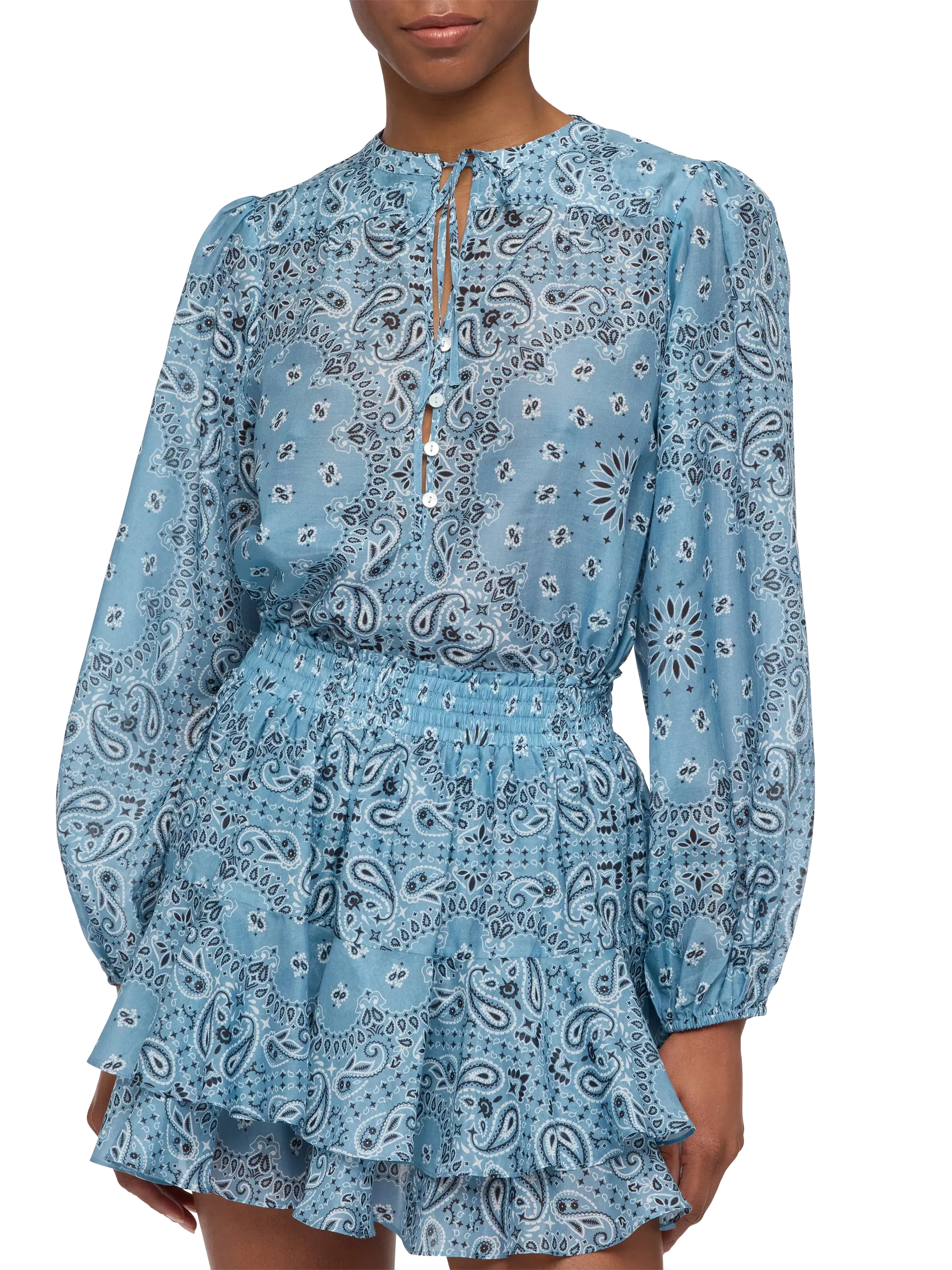 mc2-saint-barth-harper-camicia-oversize-voile-seta-lurex-stampa-bandana-rosa image 2