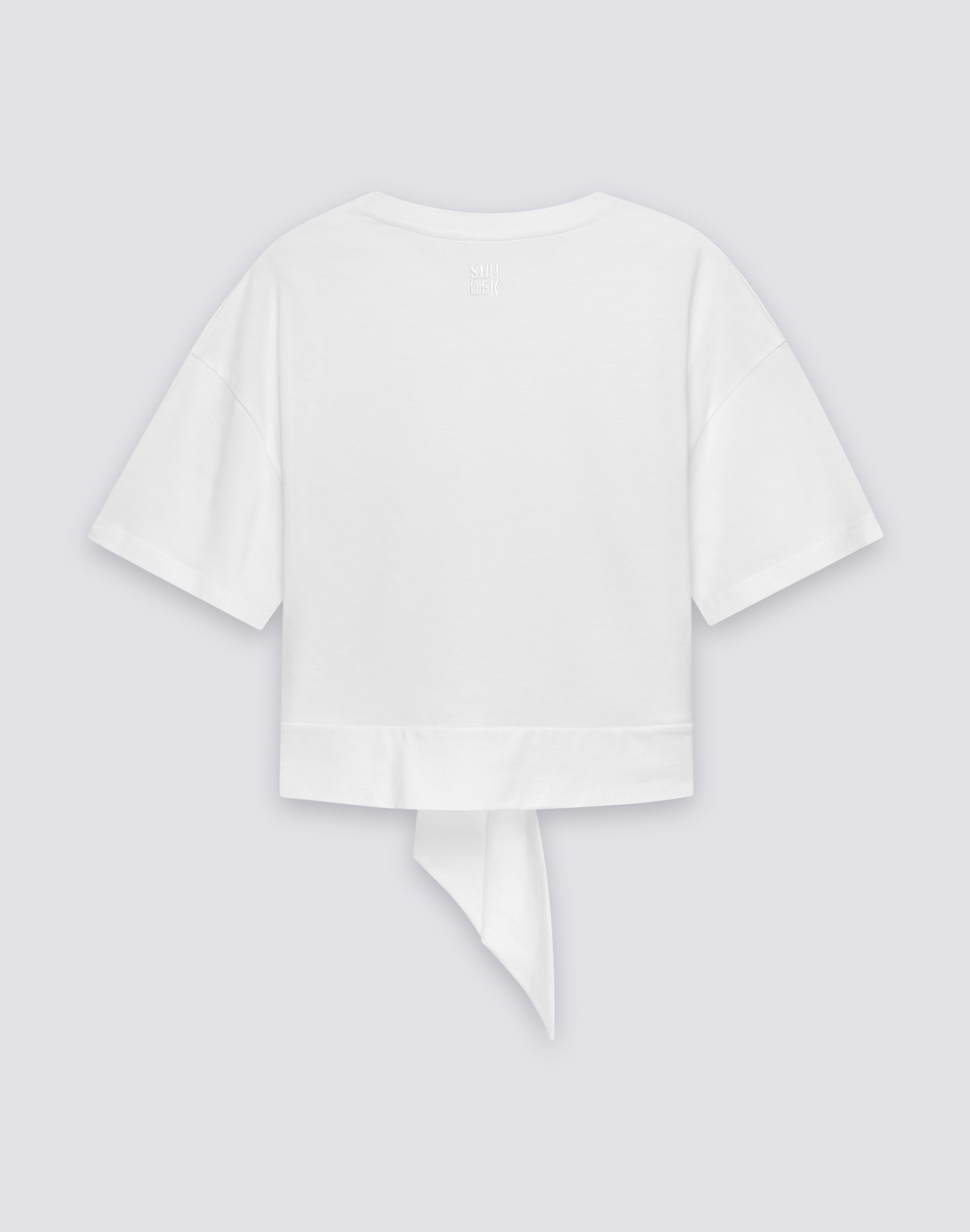sundek-w235teyj100-t-shirt-donna-crop-boxy-fit-con-nodo image 2