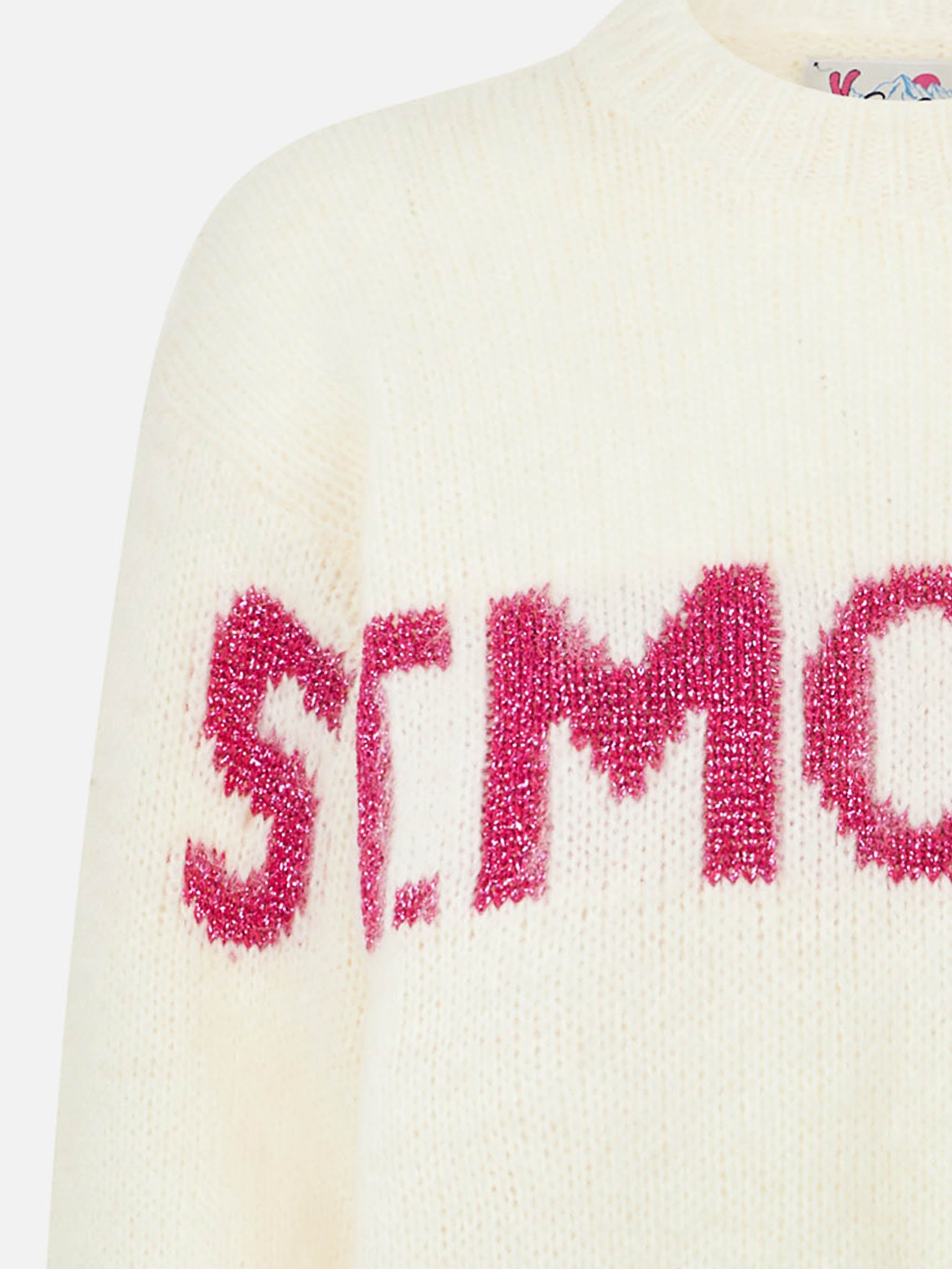 mc2-saint-barth-danya-jr-maglia-boxy-bambina-bianca-jacquard-st-moritz-lurex image 2