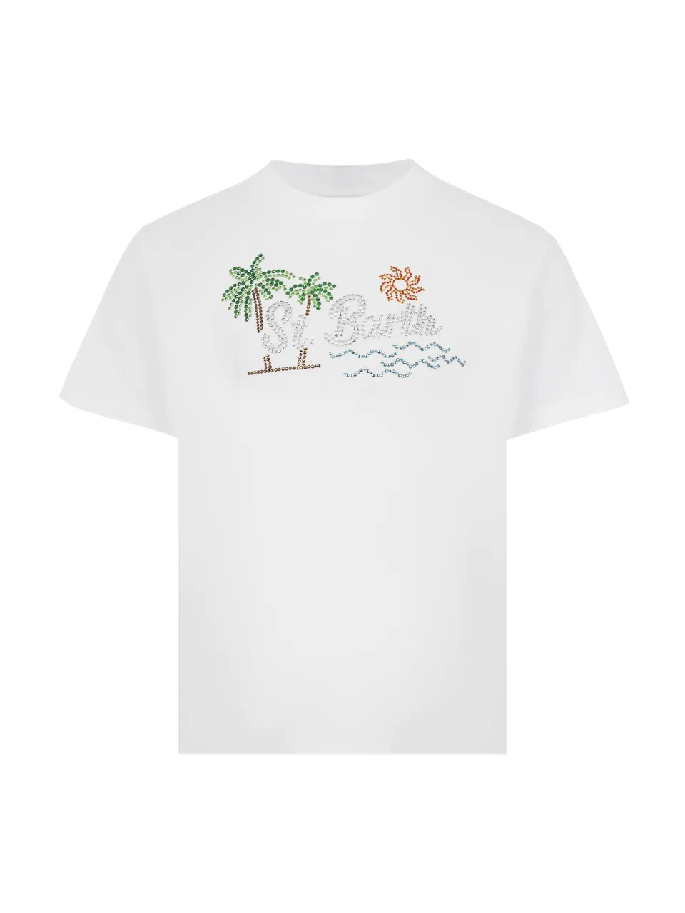 mc2-saint-barth-t-shirt-elly-bambina-in-cotone-bianca-st-barth-sunset-strass image 1