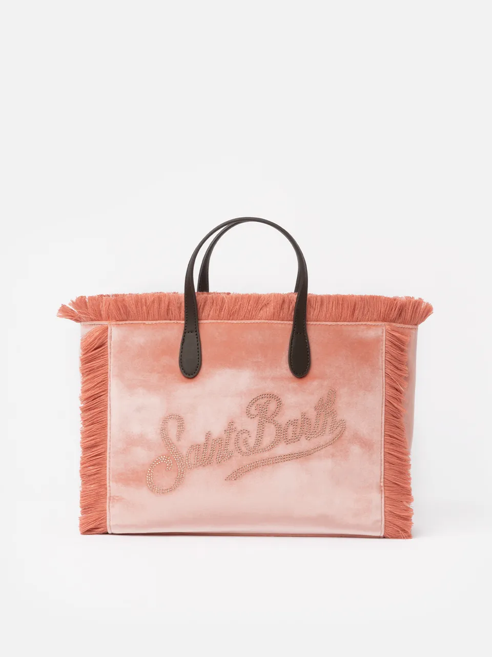 mc2-saint-barth-colette-borsa-in-velluto-rosa-con-logo-in-strass image 1
