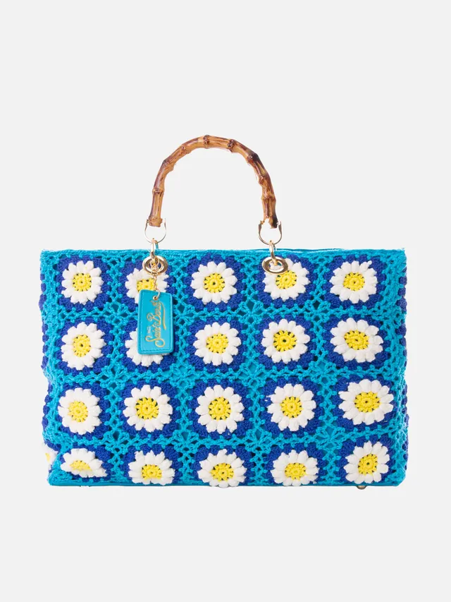 mc2-saint-barth-victoria-borsa-tote-crochet-azzurra-con-fiori image 1