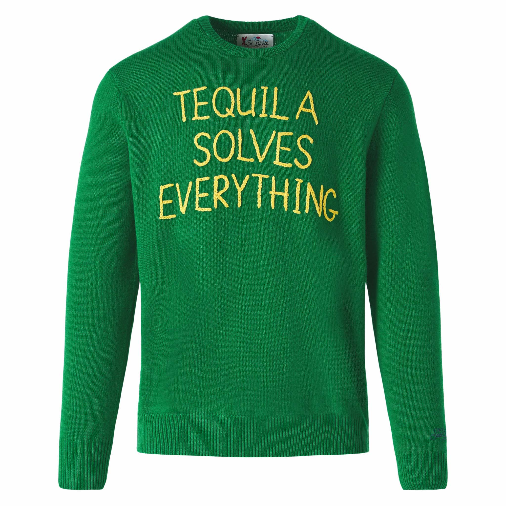 mc2-saint-barth-maglione-girocollo-uomo-verde-tequila-solves-everything image 2
