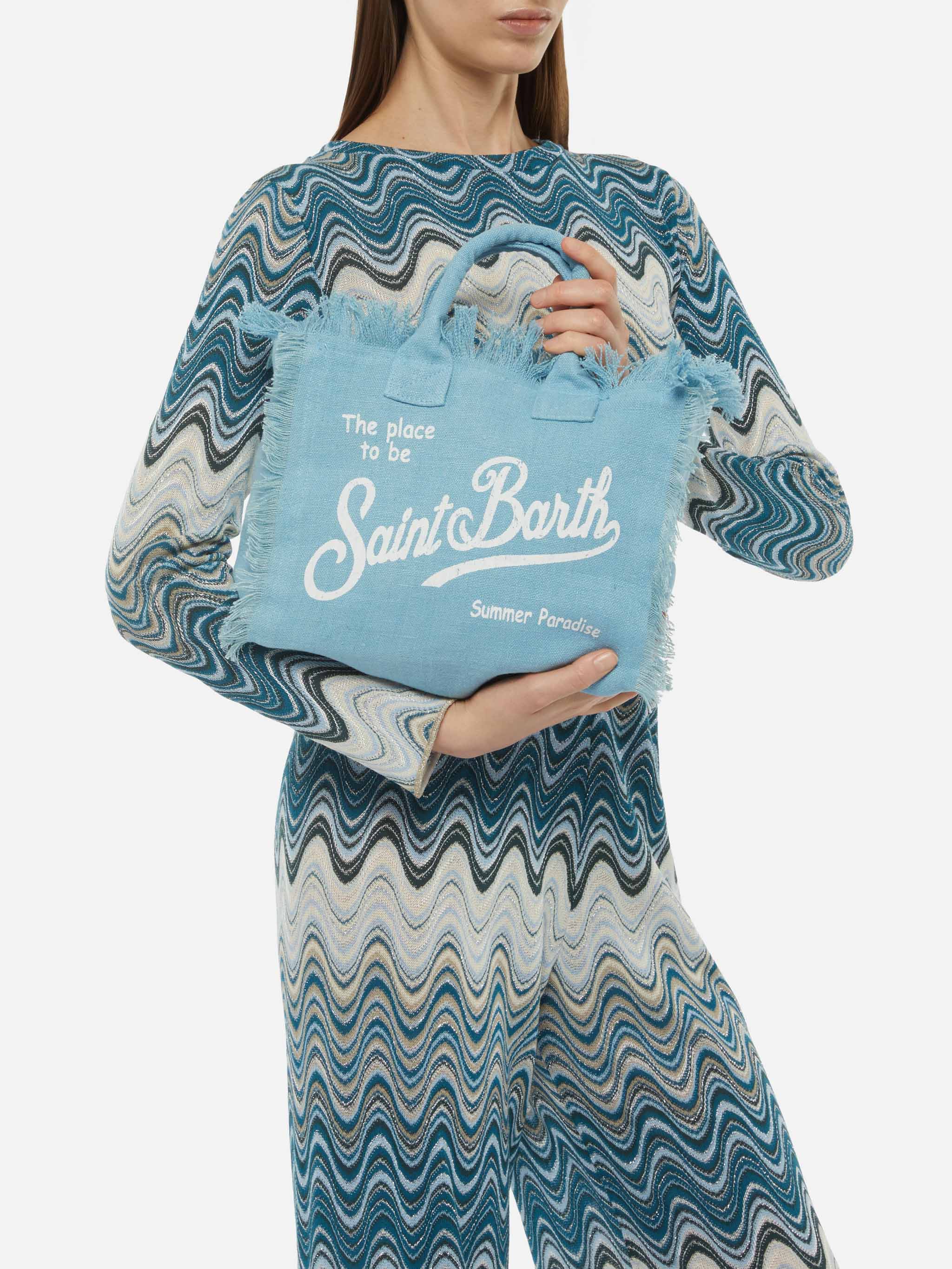 mc2-saint-barth-colette-borsa-mare-in-lino-azzurro-con-frange image 2