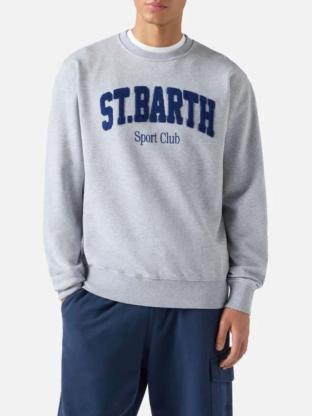 mc2-saint-barth-felpa-ponza-in-cotone-grigio-con-logo-sport-club-effetto-spugna image 1