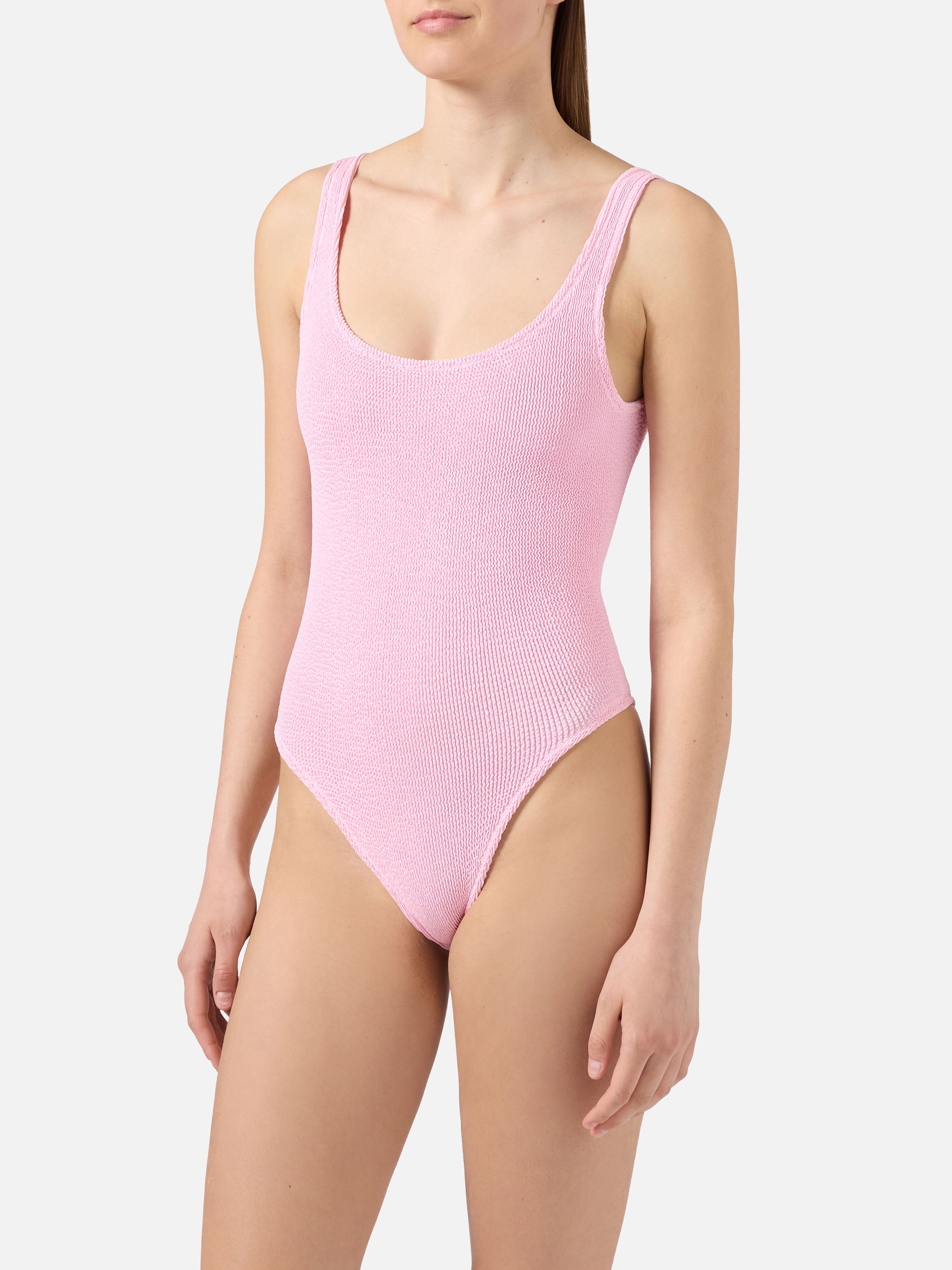 mc2-saint-barth-lora-costume-intero-donna-crinkle-rosa-tinta-unita image 2
