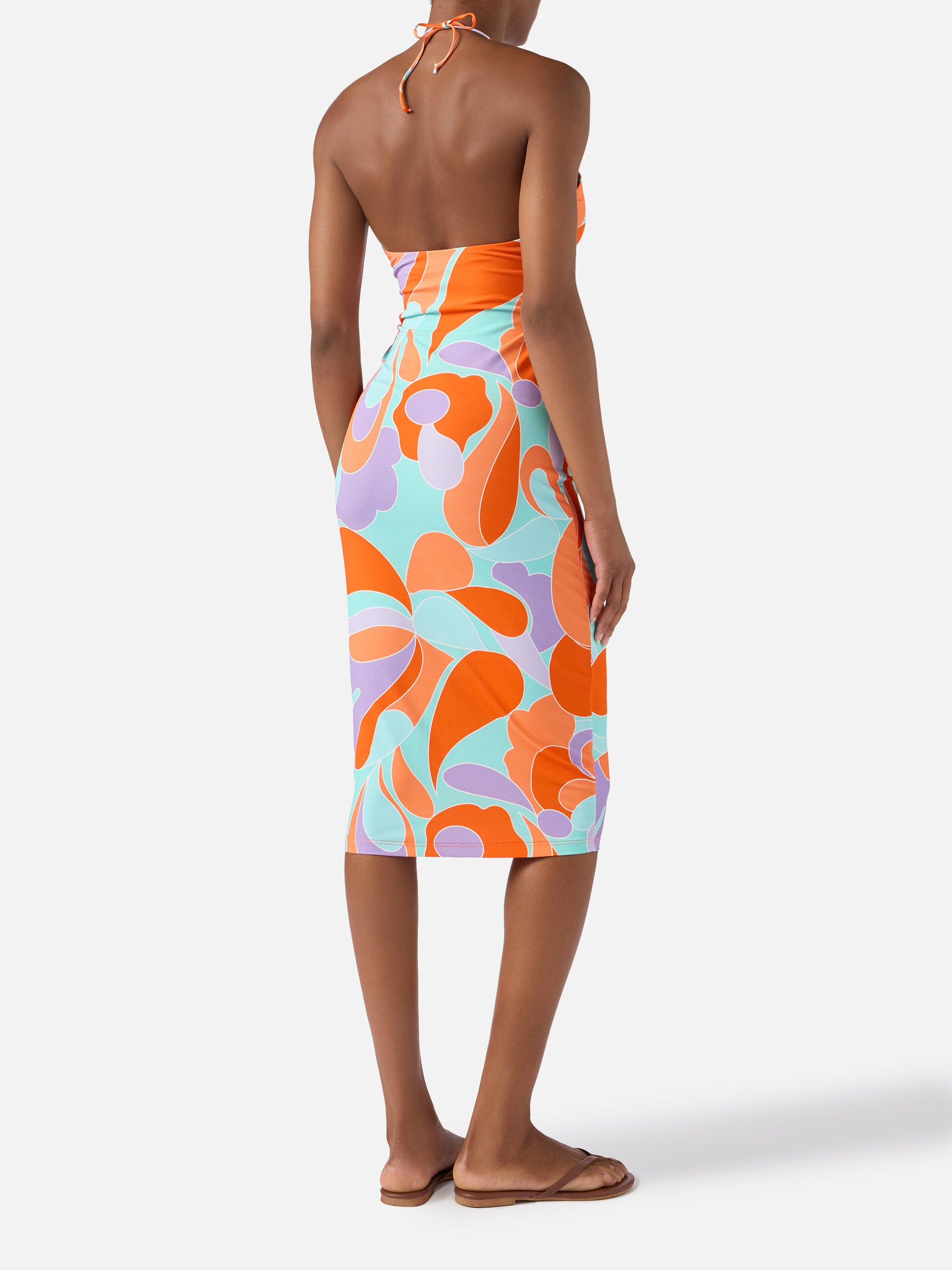 mc2-saint-barth-abito-longuette-cut-out-stampa-onde-verde image 3