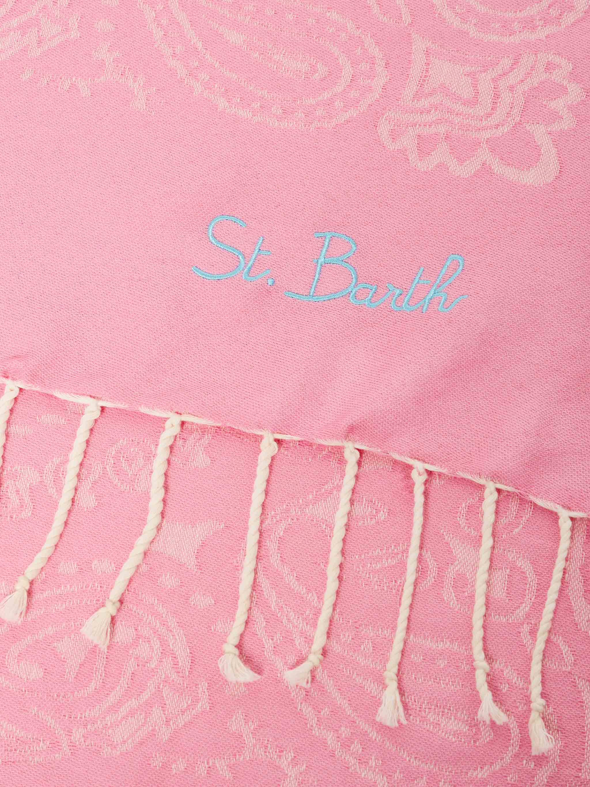 telo-mare-mc2-saint-barth-foutas-in-cotone-jacquard-con-fantasia-bandana-rosa image 2
