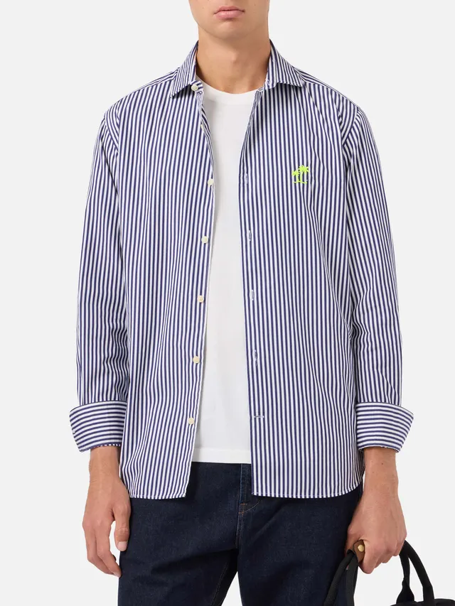 mc2-saint-barth-camicia-pamplona-uomo-in-cotone-a-righe-blu-navy-e-bianco image 1