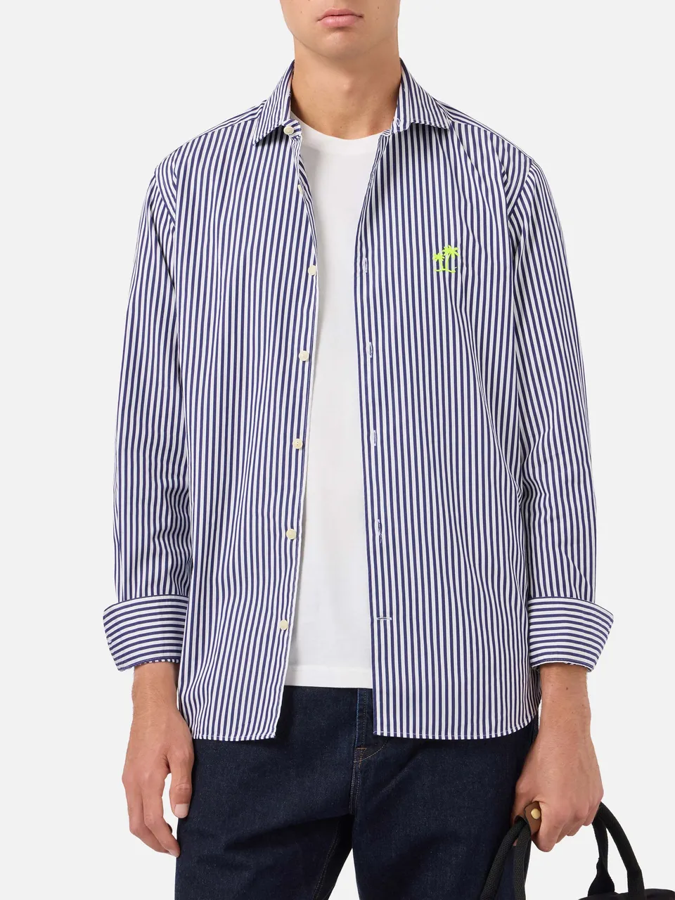 mc2-saint-barth-camicia-pamplona-uomo-in-cotone-a-righe-blu-navy-e-bianco image 1