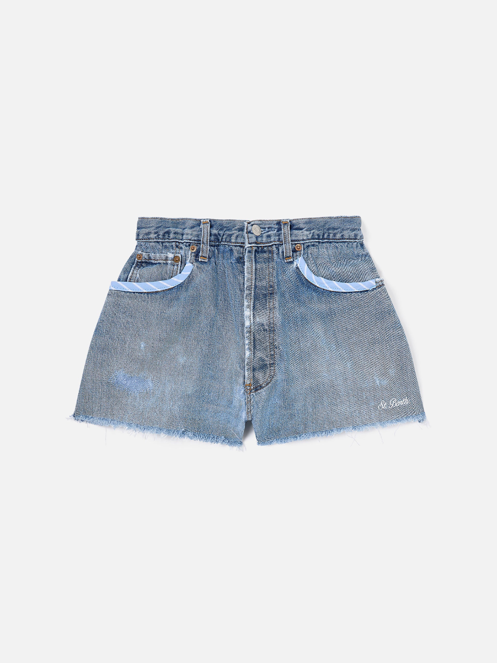 mc2-saint-barth-arizona-shorts-denim-donna-con-cintura-a-righe image 1