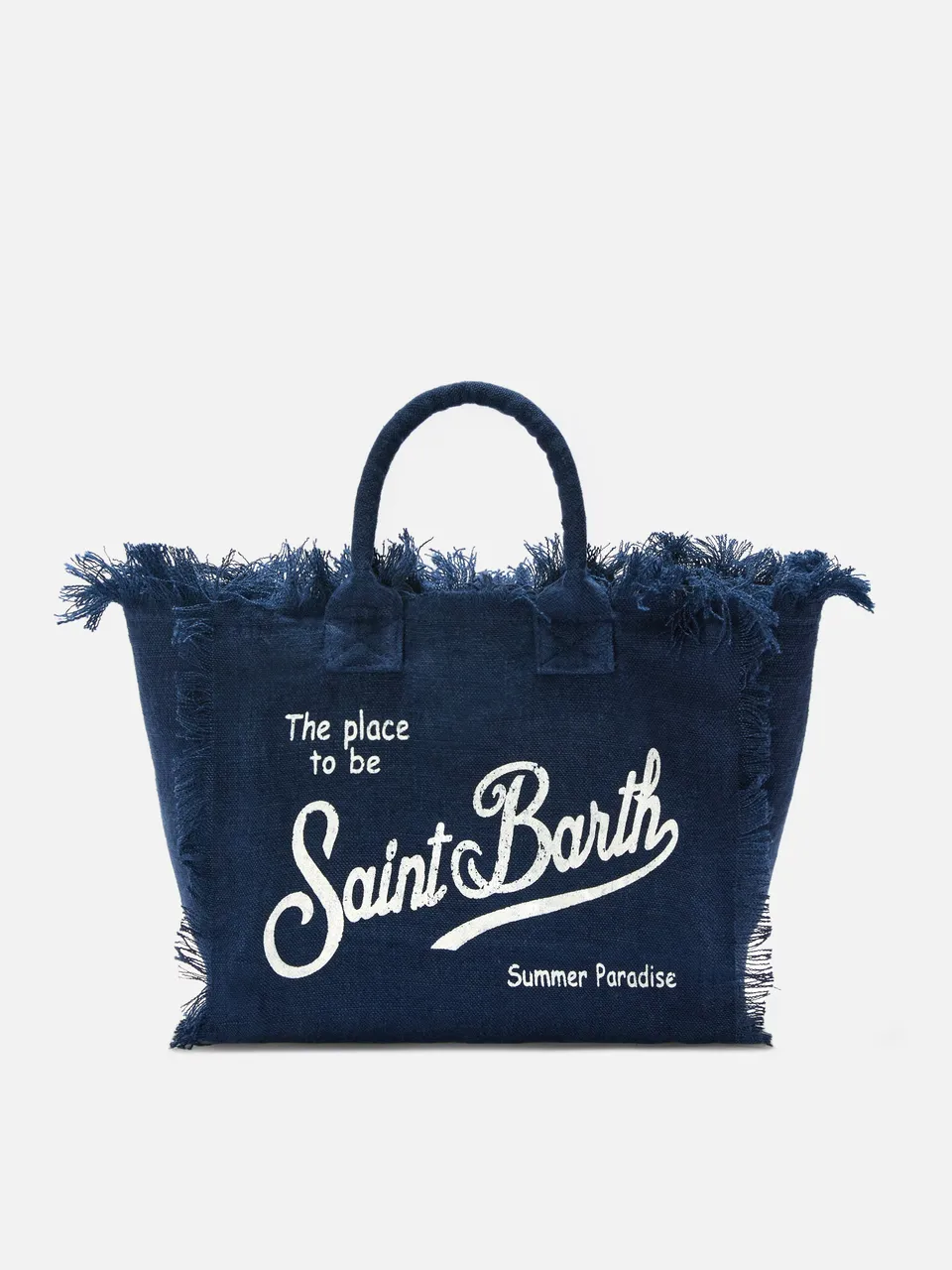 mc2-saint-barth-borsa-colette-in-lino-blu-tinta-unita-con-frange image 1