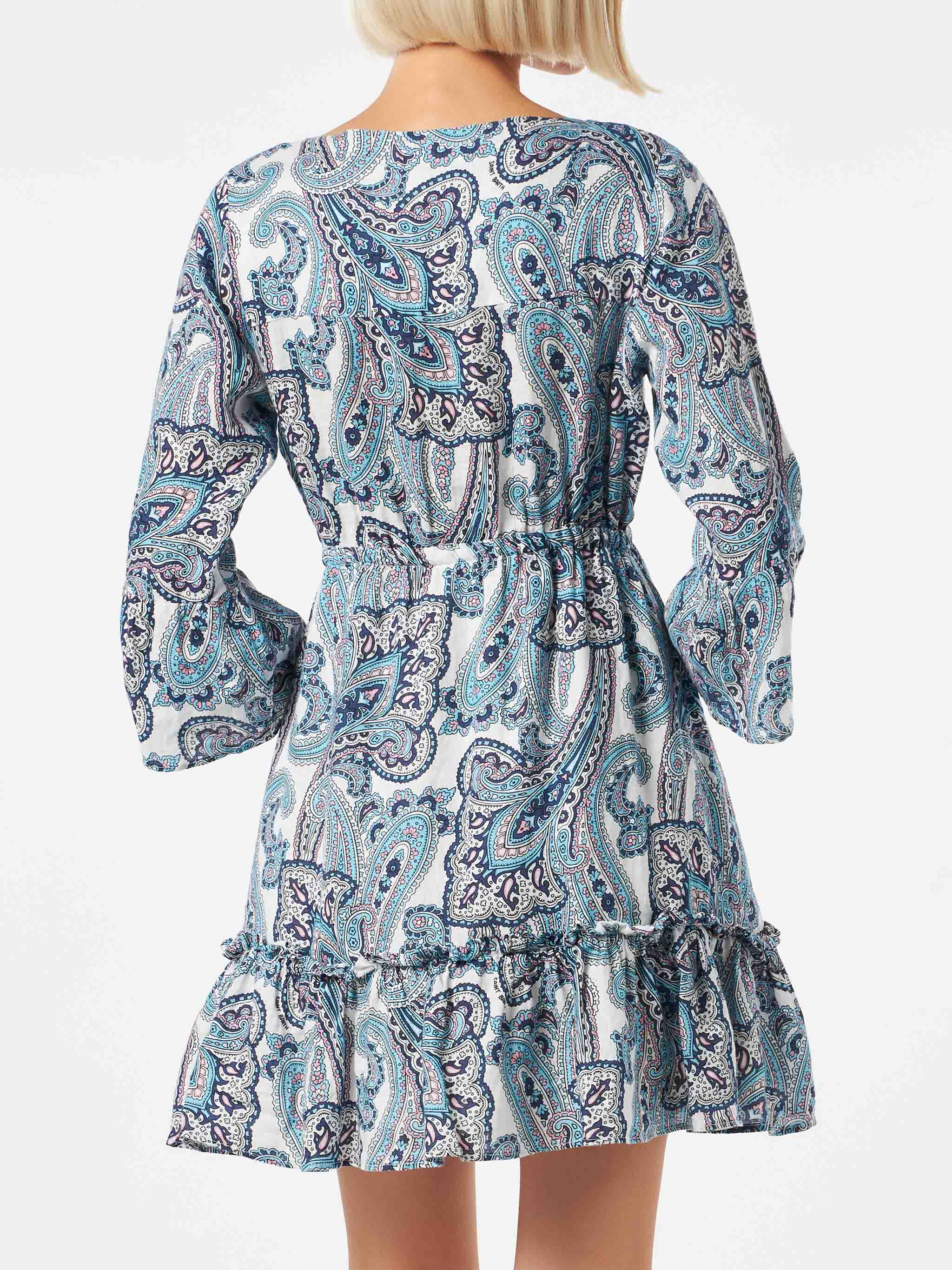 mc2-saint-barth-abito-corto-hemil-linen-abito-donna-in-lino-paisley-con-ruches image 2