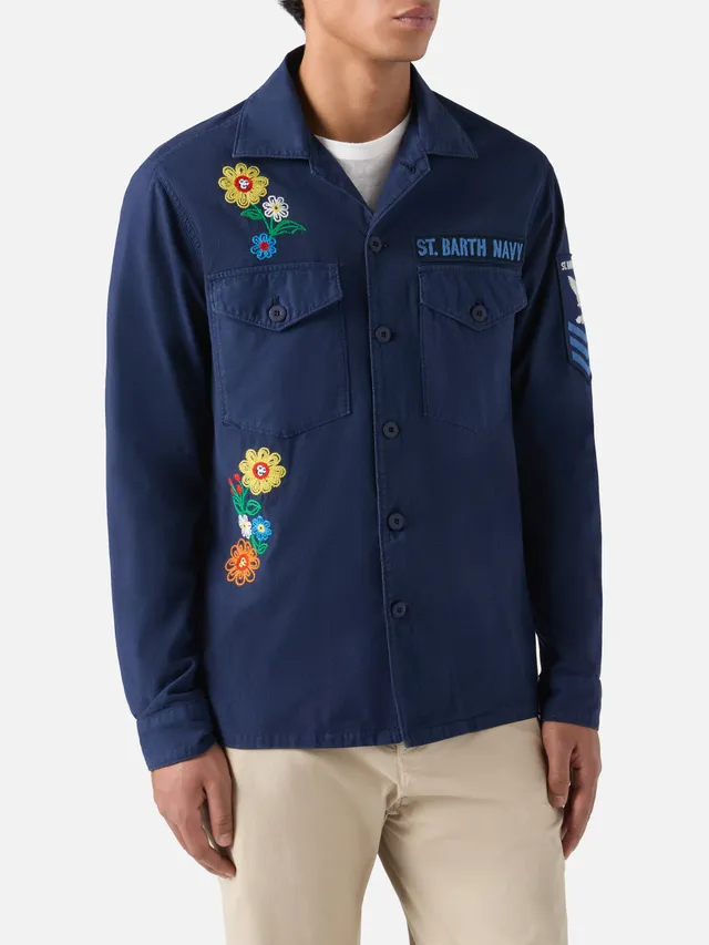 mc2-saint-barth-esteban-sovracamicia-uomo-blu-navy-ricamata image 1