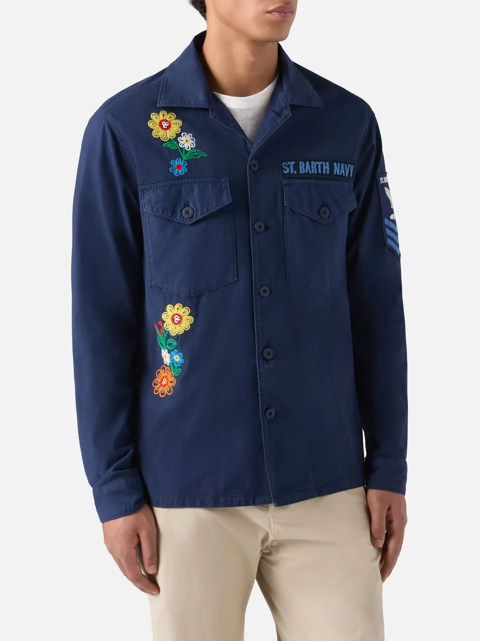 mc2-saint-barth-esteban-sovracamicia-uomo-blu-navy-ricamata image 1