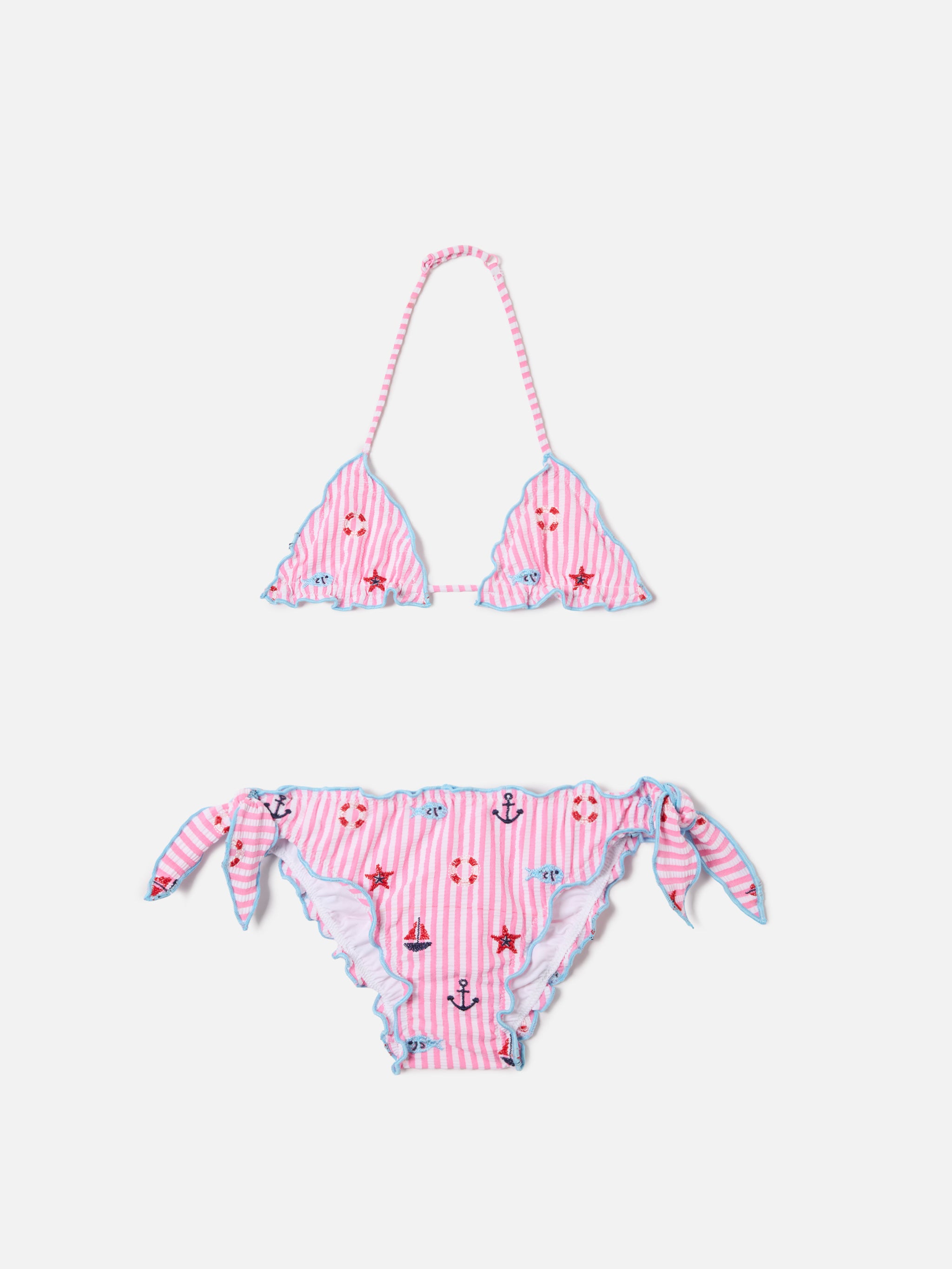mc2-saint-barth-bikini-cris-bambina-rosa-e-azzurro-seersucker-a-righe image 1