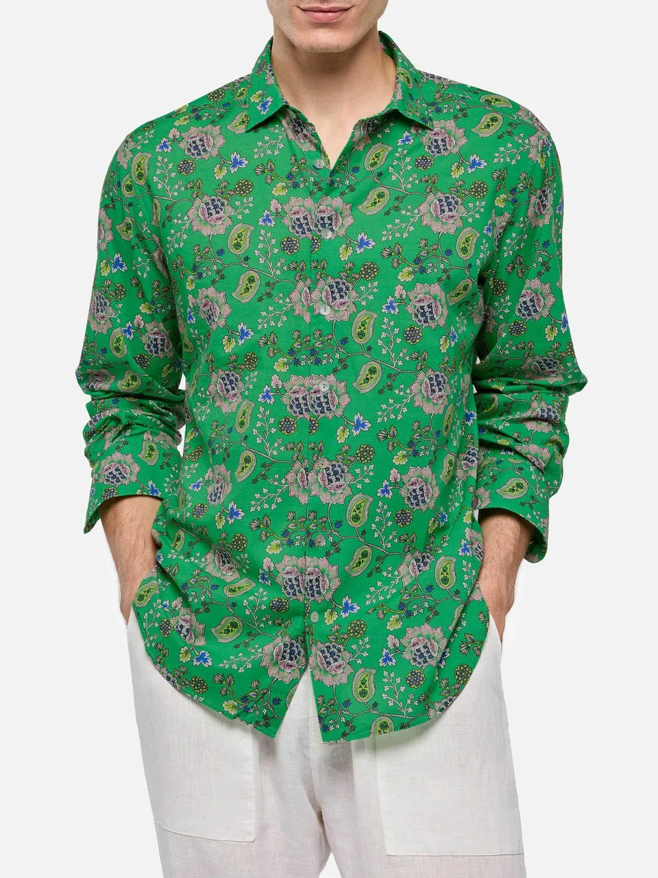 mc-saint-barth-camicia-sikelia-cotone-mussola-verde-stampa-boho image 1