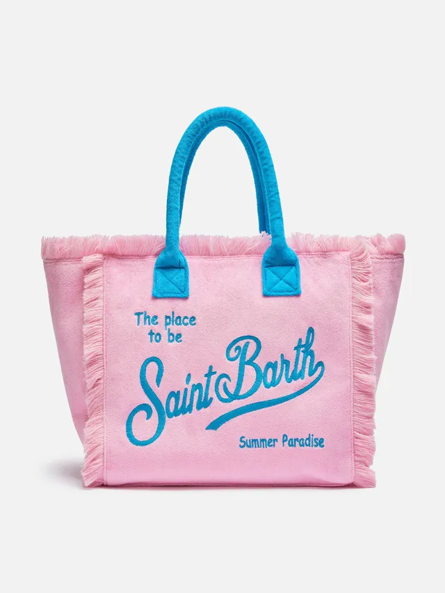 mc2-saint-barth-vanity-sponge-borsa-shopper-in-spugna-rosa-con-logo image 1
