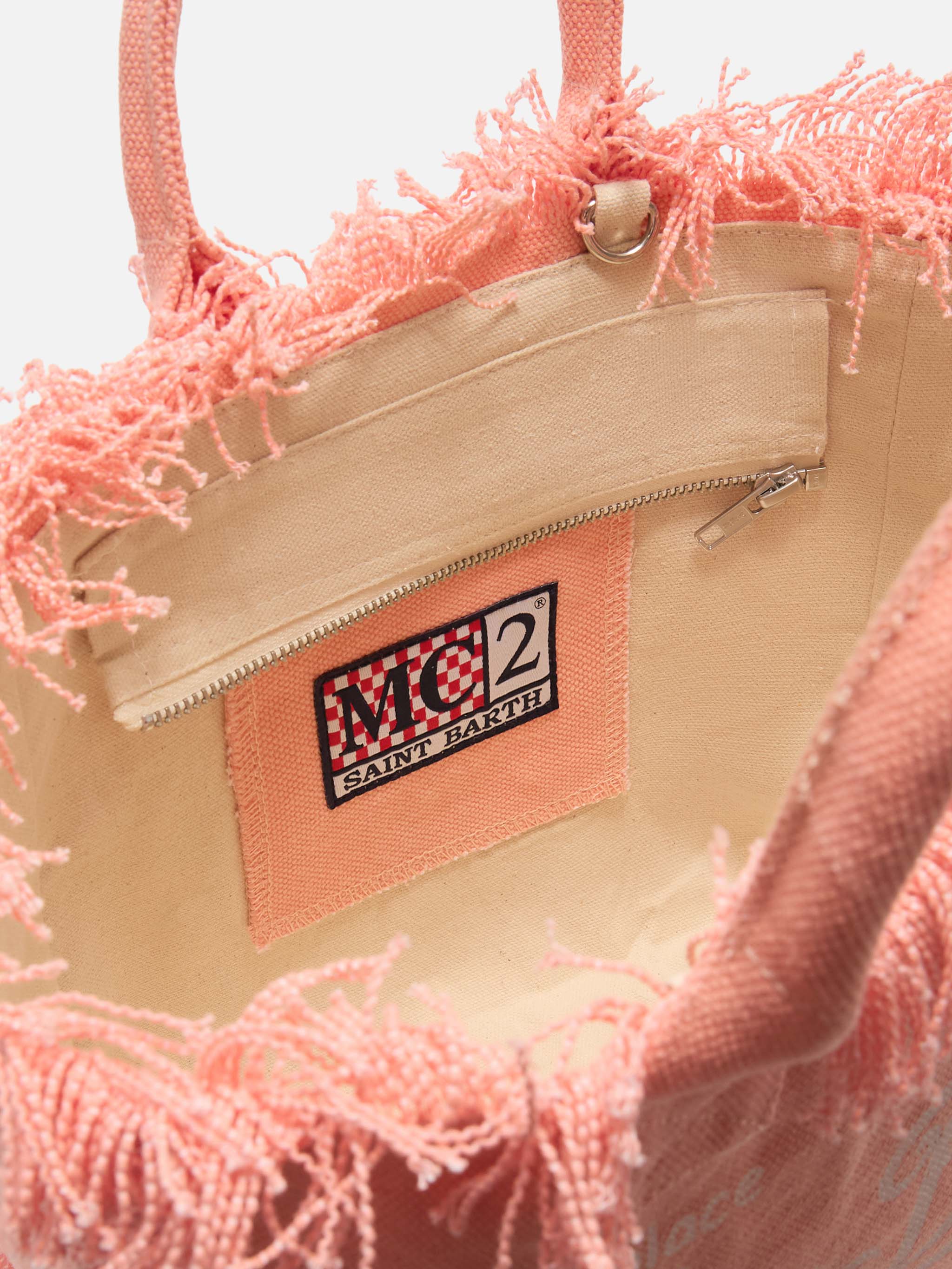 mc2-saint-barth-colette-borsa-canvas-arancione-con-frange image 4