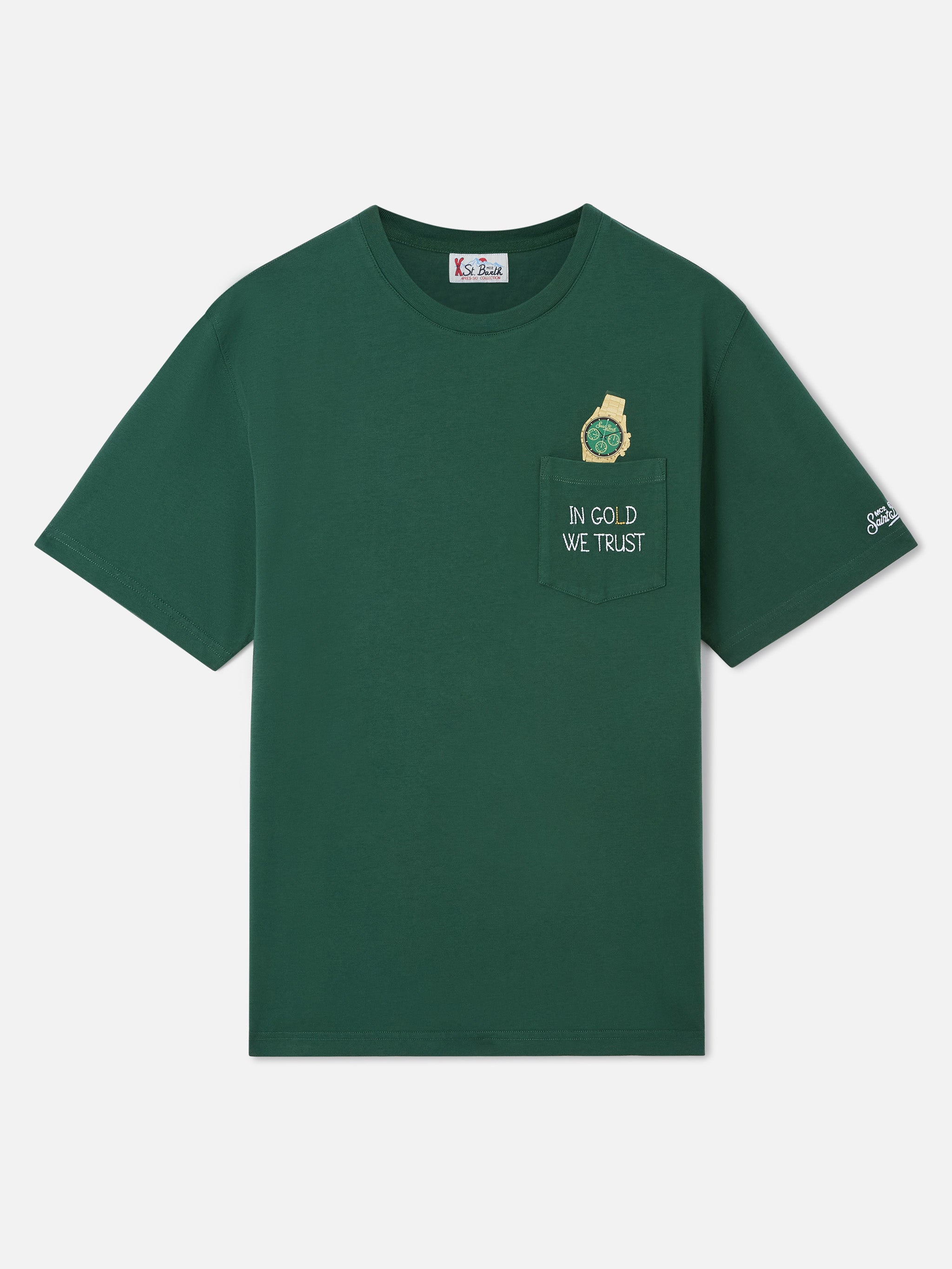 mc2-saint-barth-t-shirt-girocollo-connor-uomo-verde-foresta-con-taschino-e-ricam image 2