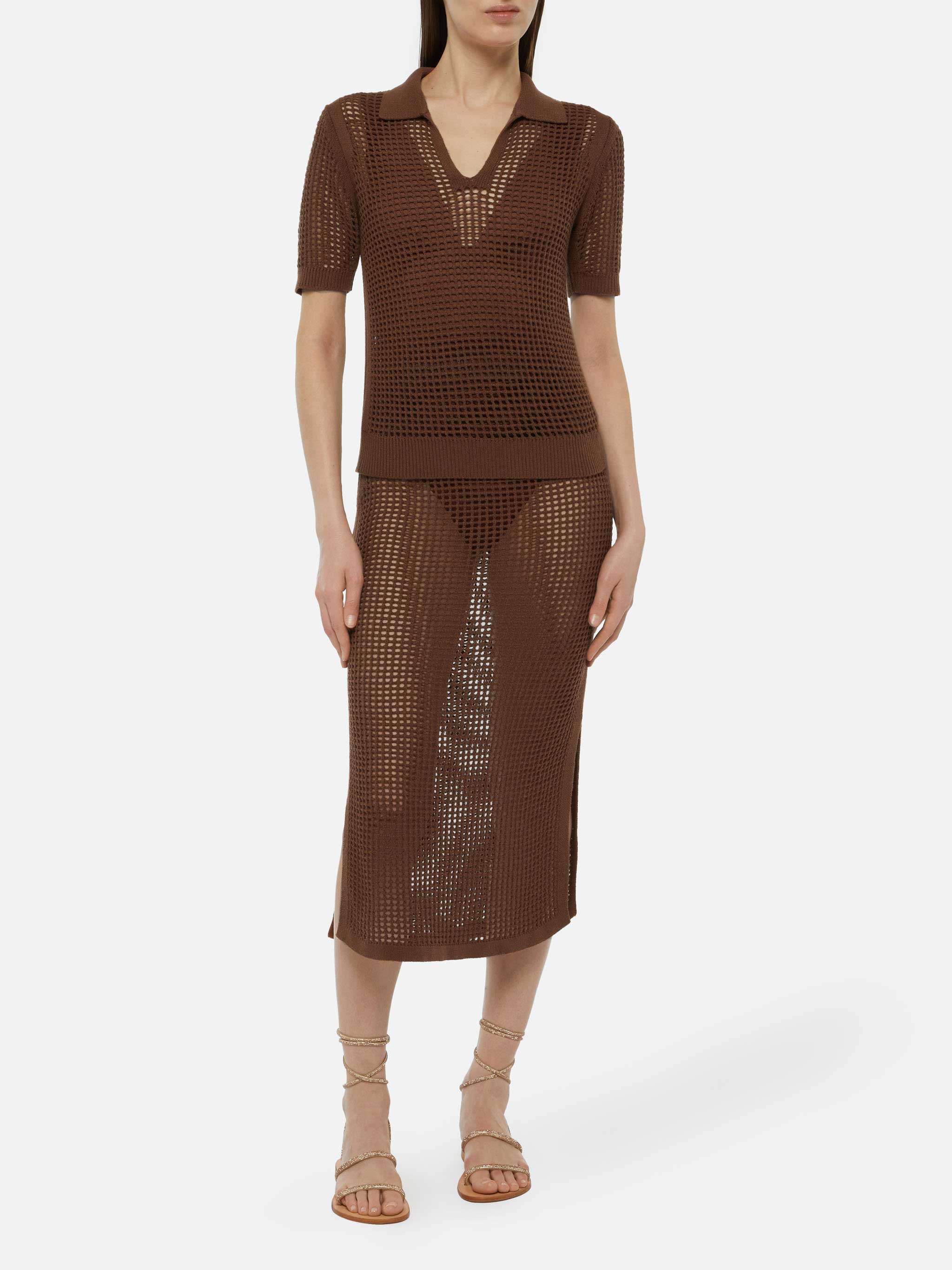 mc2-saint-barth-flora-polo-donna-rete-crochet-marrone image 5