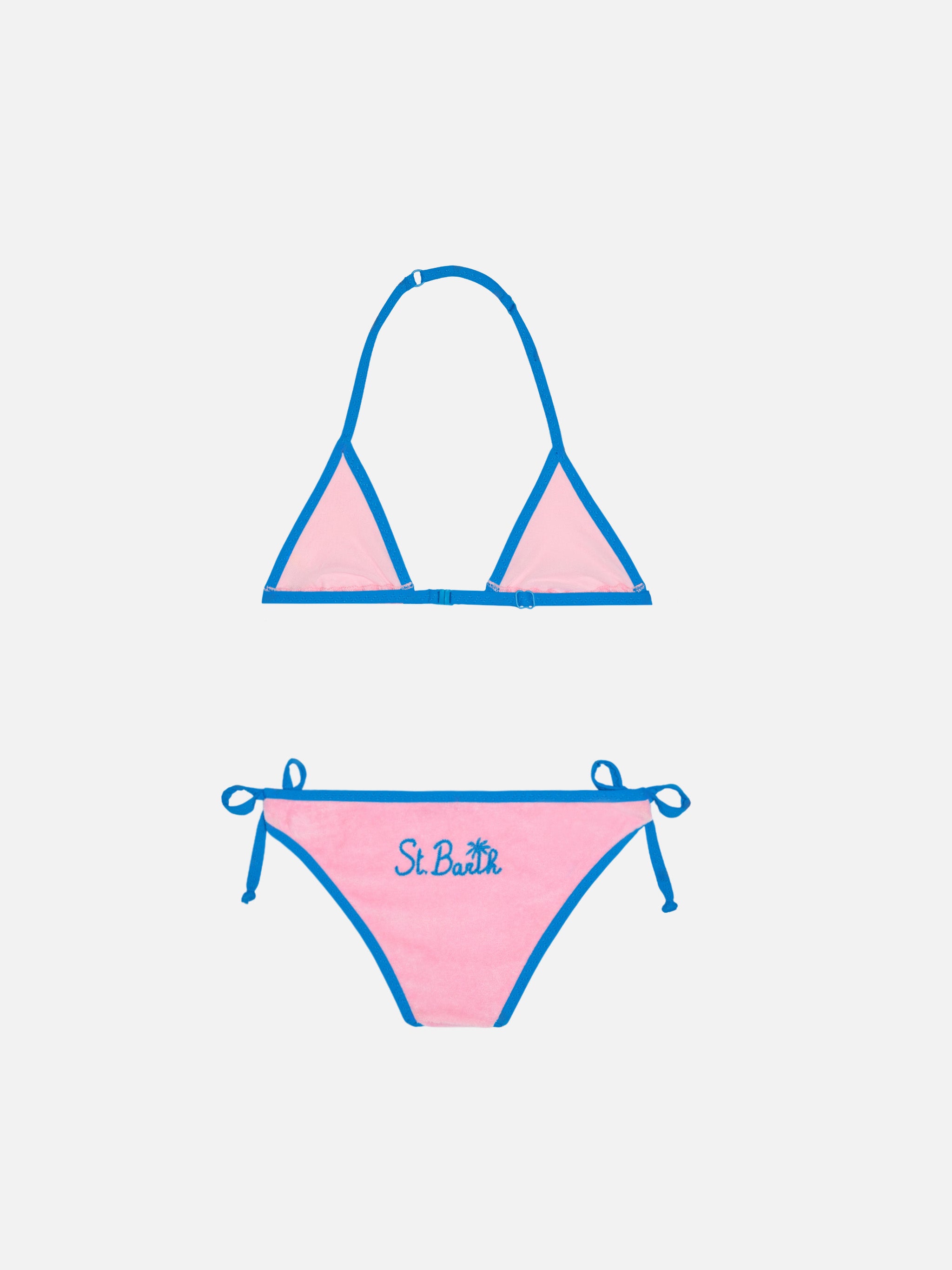 mc2-saint-barth-bikini-bambina-triangolo-rosa-con-piping-azzurro image 2