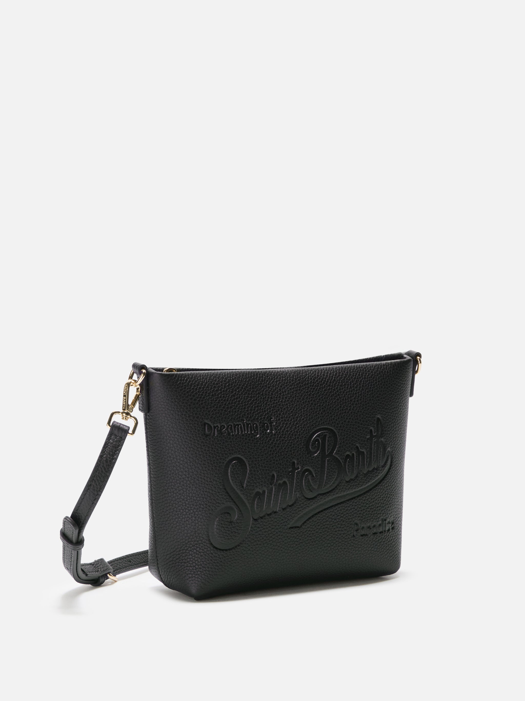 mc2-saint-barth-aline-bag-borsa-a-spalla-donna-in-pelle-martellata-nera image 3