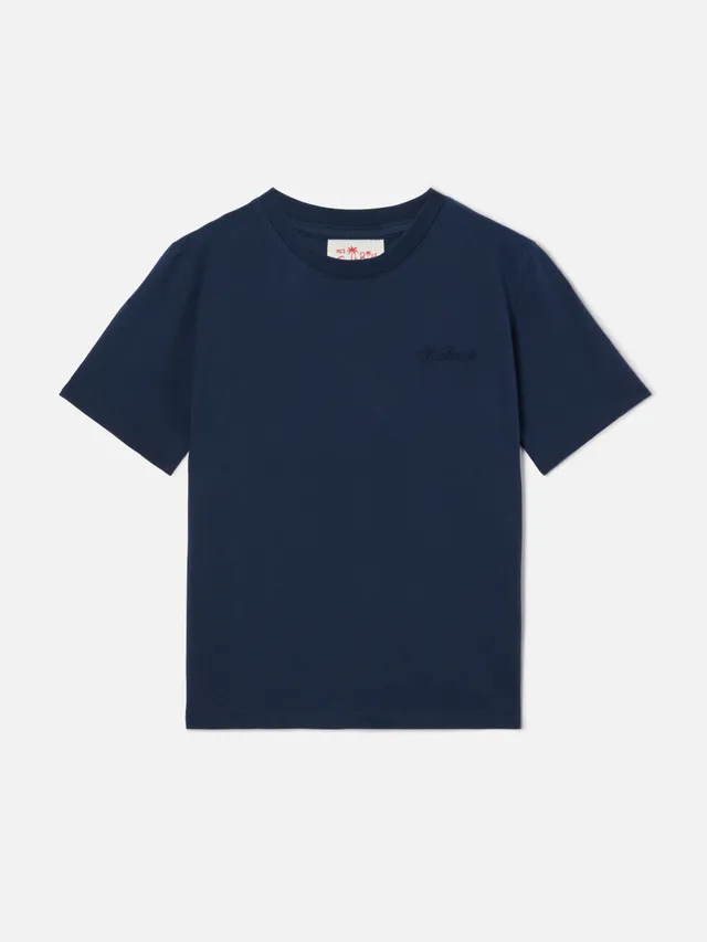 mc2-saint-barth-t-shirt-dover-jr-bambino-in-puro-cotone-blu-navy-con-logo-ricama image 1
