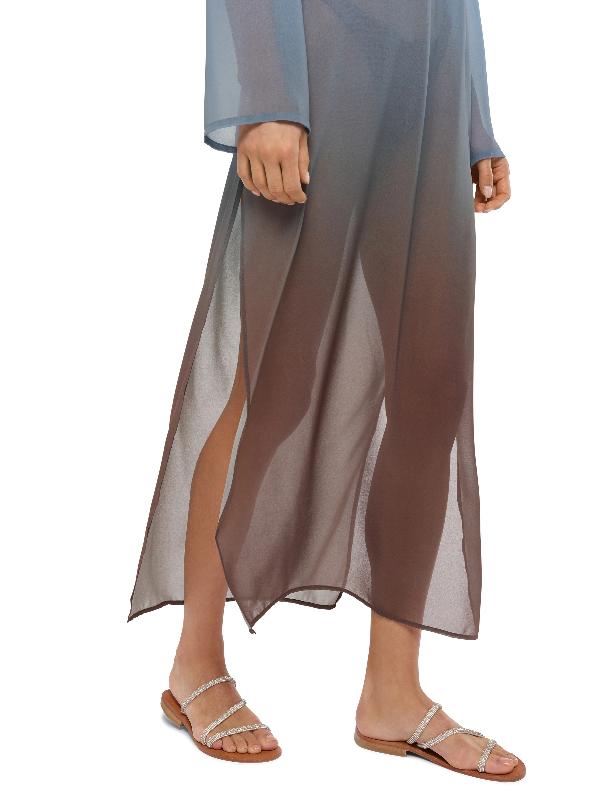 mc2-saint-barth-agatha-abito-maxi-georgette-v-neck-blu-marrone image 5