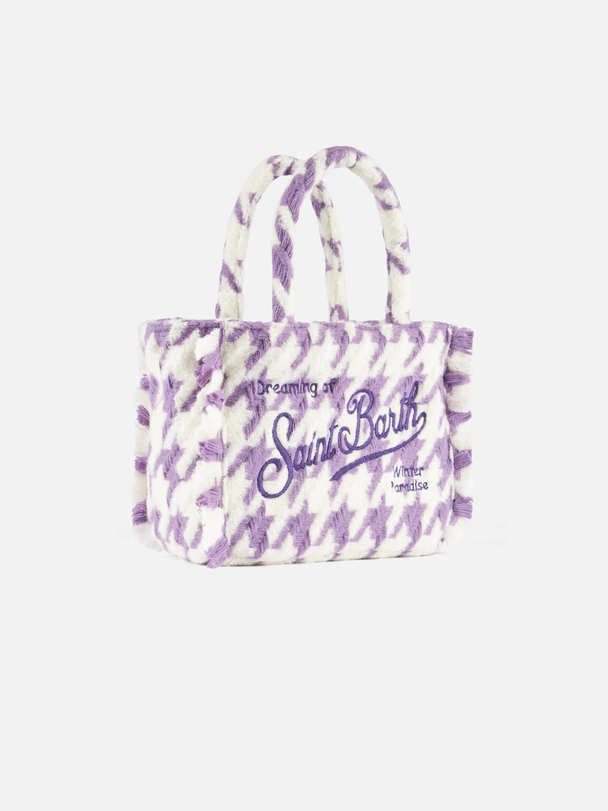 mc2-saint-barth-borsa-colette-classic-pied-de-poule-bianco-e-lilla image 3