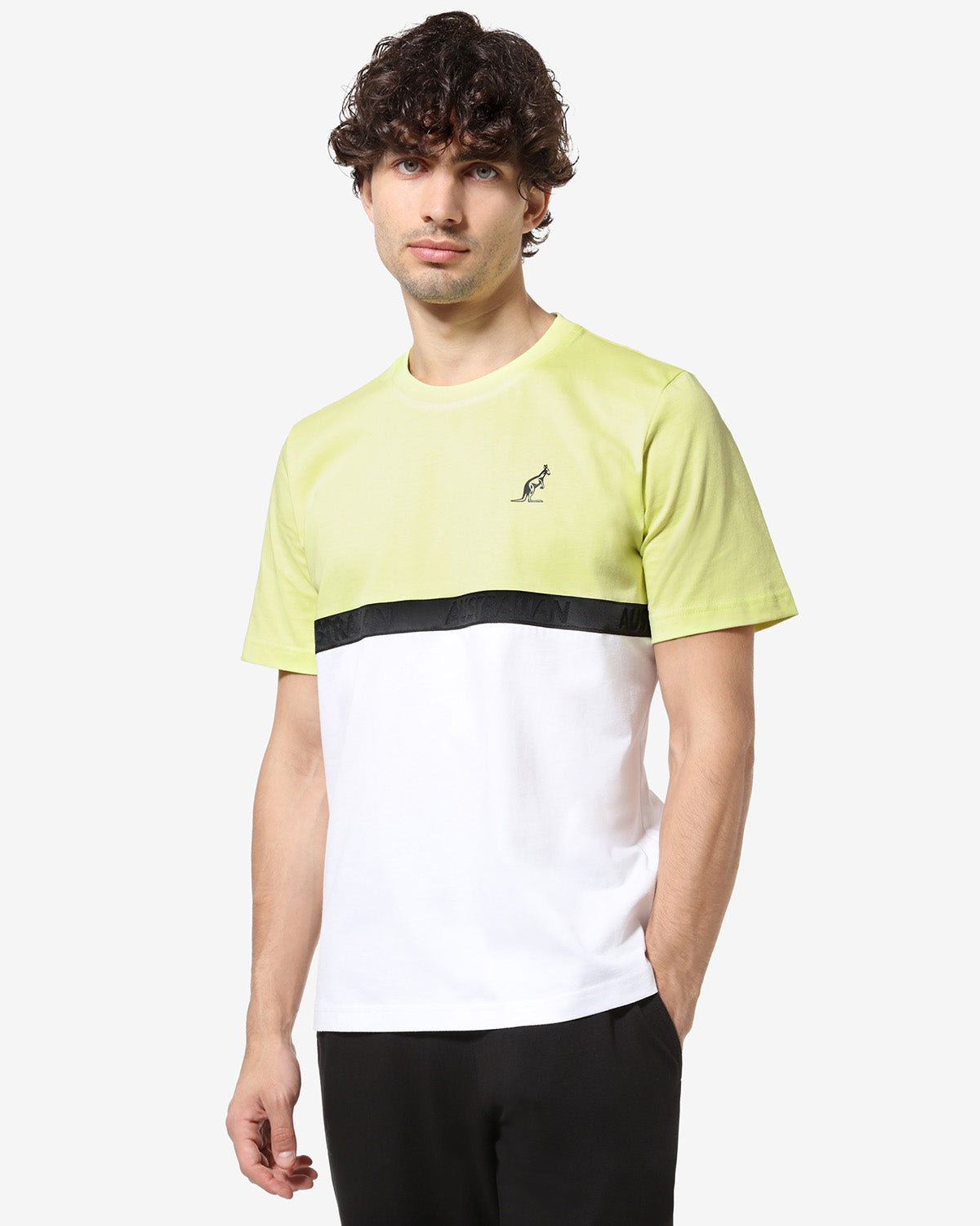 australian-color-block-t-shirt-t-shirt-cotone-lime-logo-rifrangente image 1