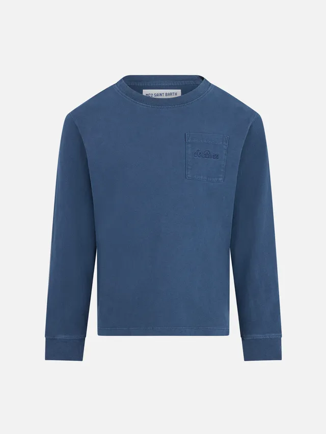 mc2-saint-barth-t-shirt-blu-da-bambino-in-cotone-pesante-maniche-lunghe-ricamo-s image 1