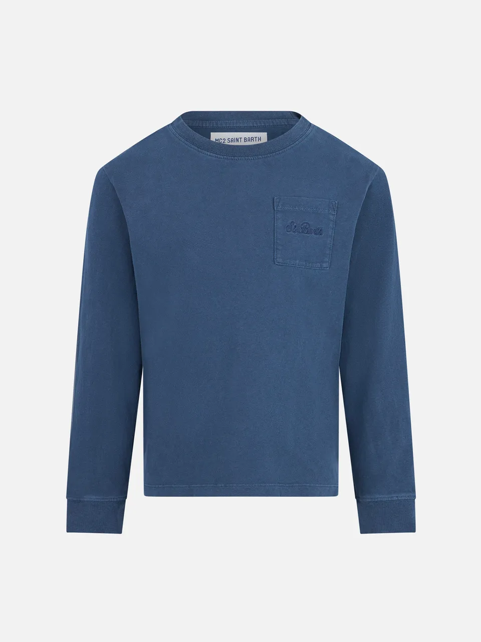 mc2-saint-barth-t-shirt-blu-da-bambino-in-cotone-pesante-maniche-lunghe-ricamo-s image 1