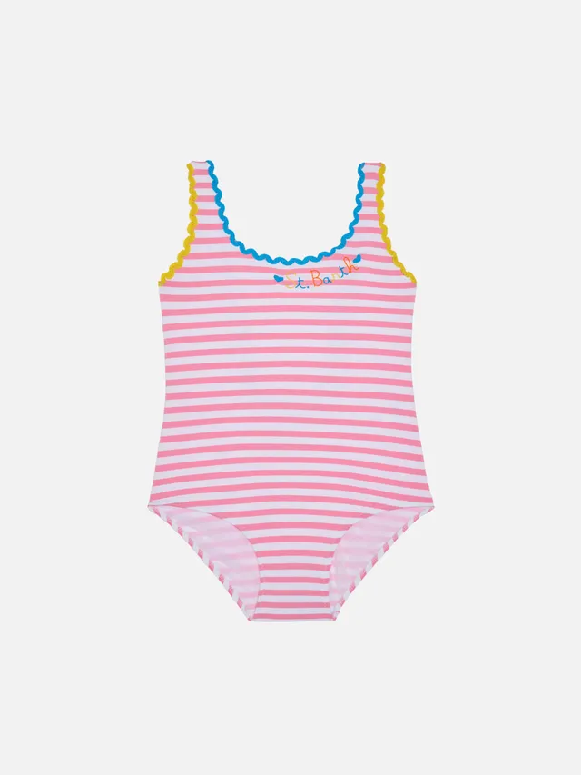 mc2-saint-barth-costume-intero-bambina-righe-fucsia-e-bianche image 1