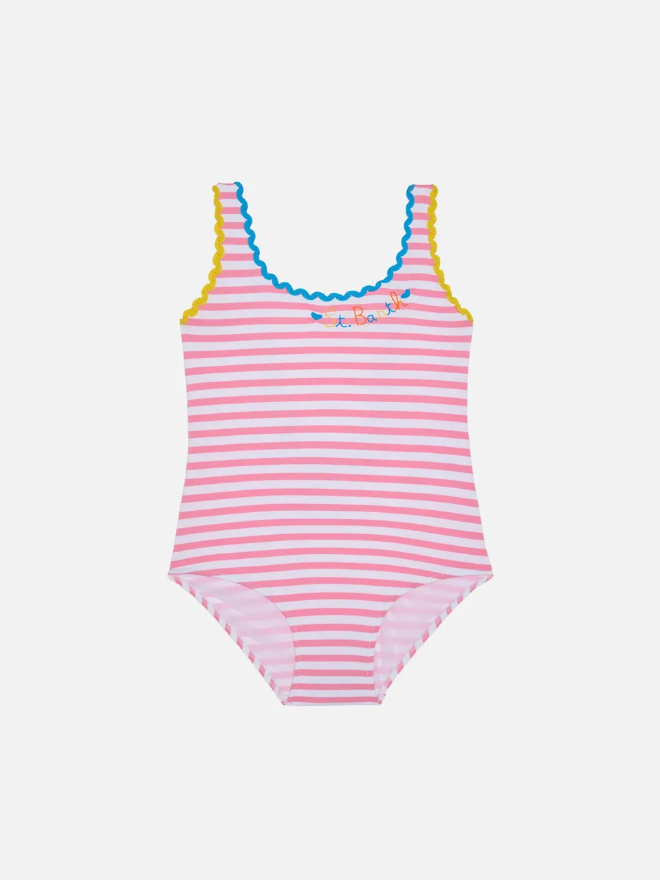 mc2-saint-barth-costume-intero-bambina-righe-fucsia-e-bianche image 1