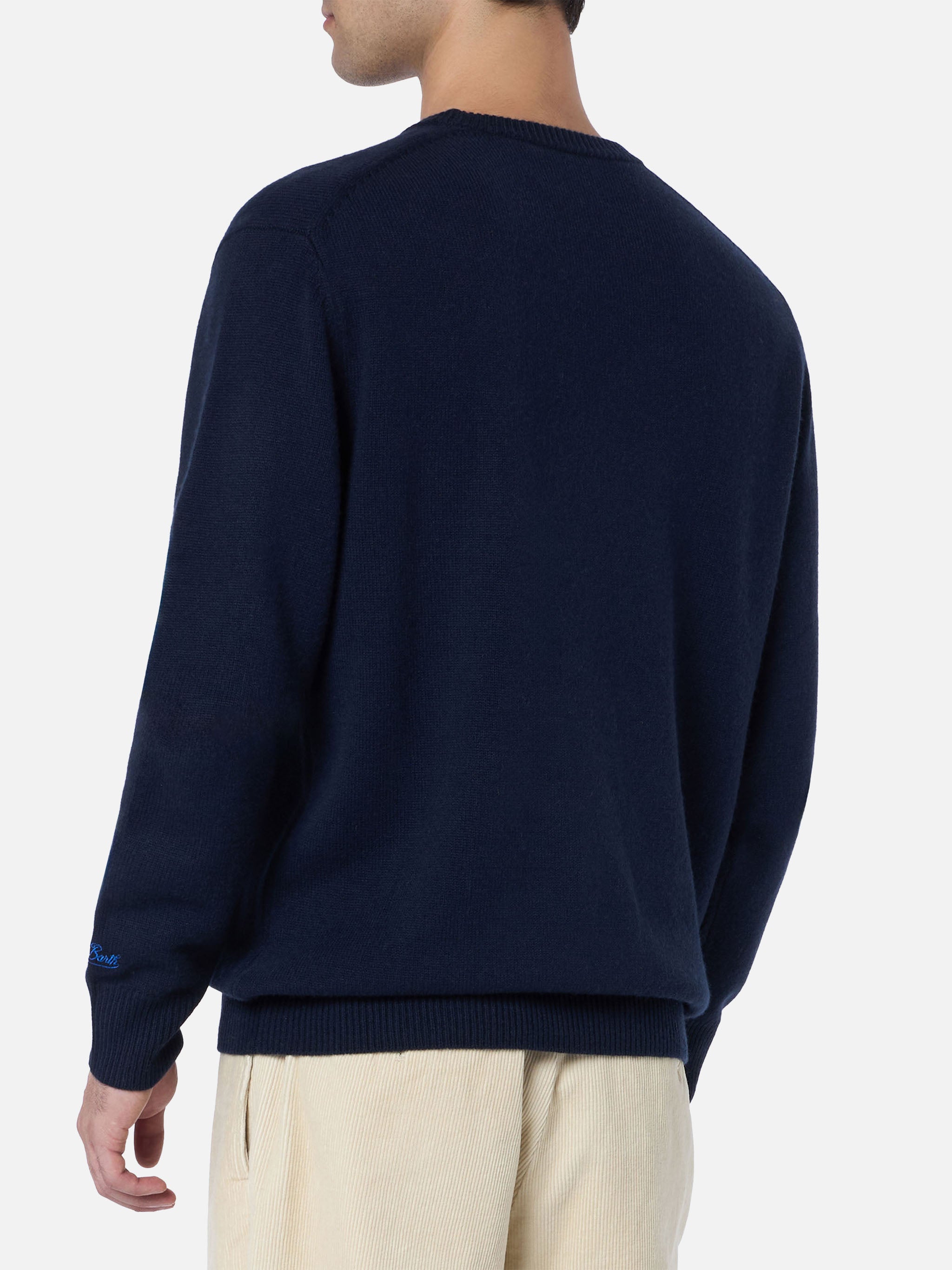 mc2-saint-barth-heron-maglione-uomo-blu-stampa-let-the-weekend-be-gin image 4