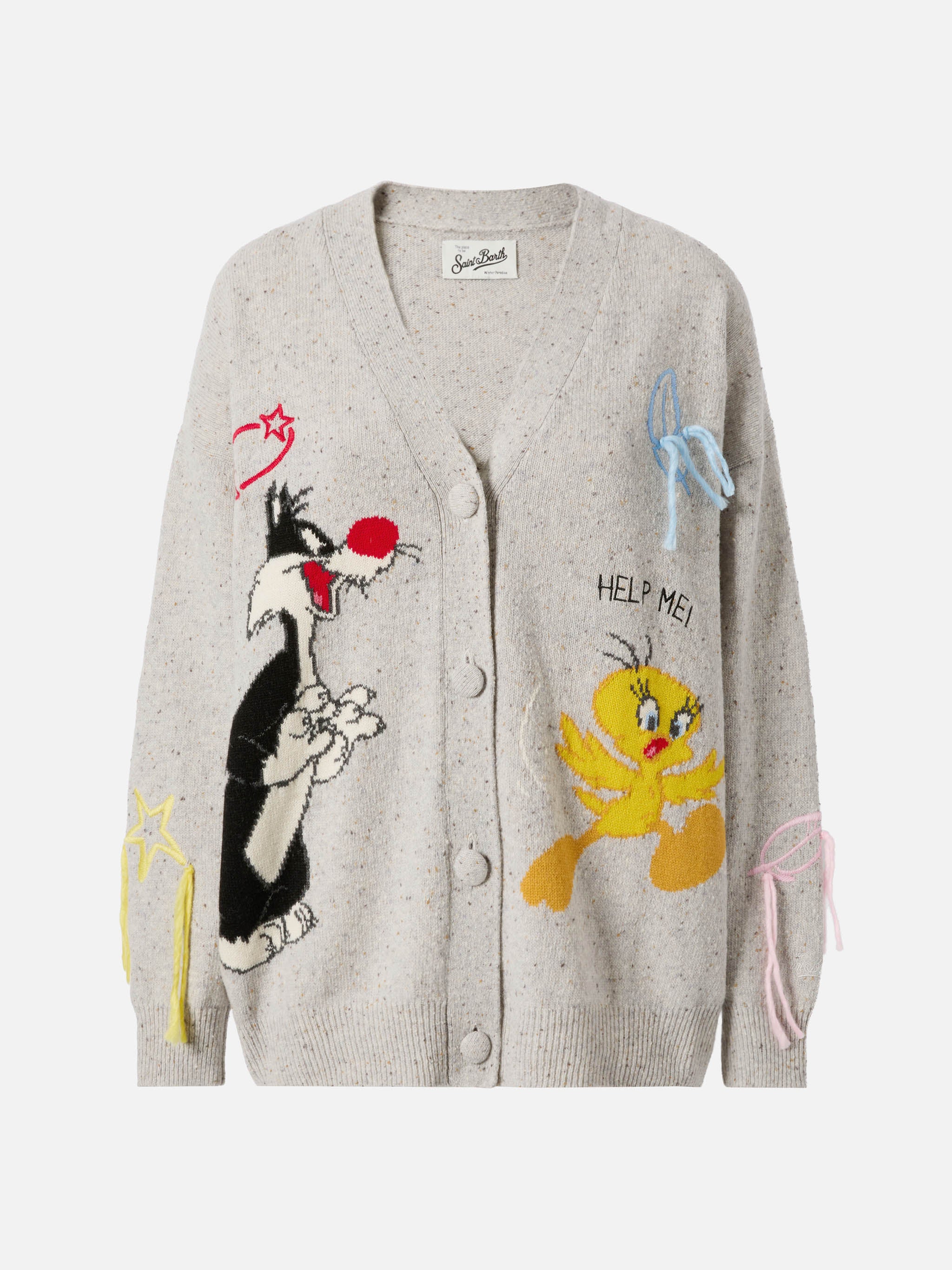 mc2-saint-barth-sasi-cardigan-donna-donegal-jacquard-titti-e-silvestro-grigio image 5