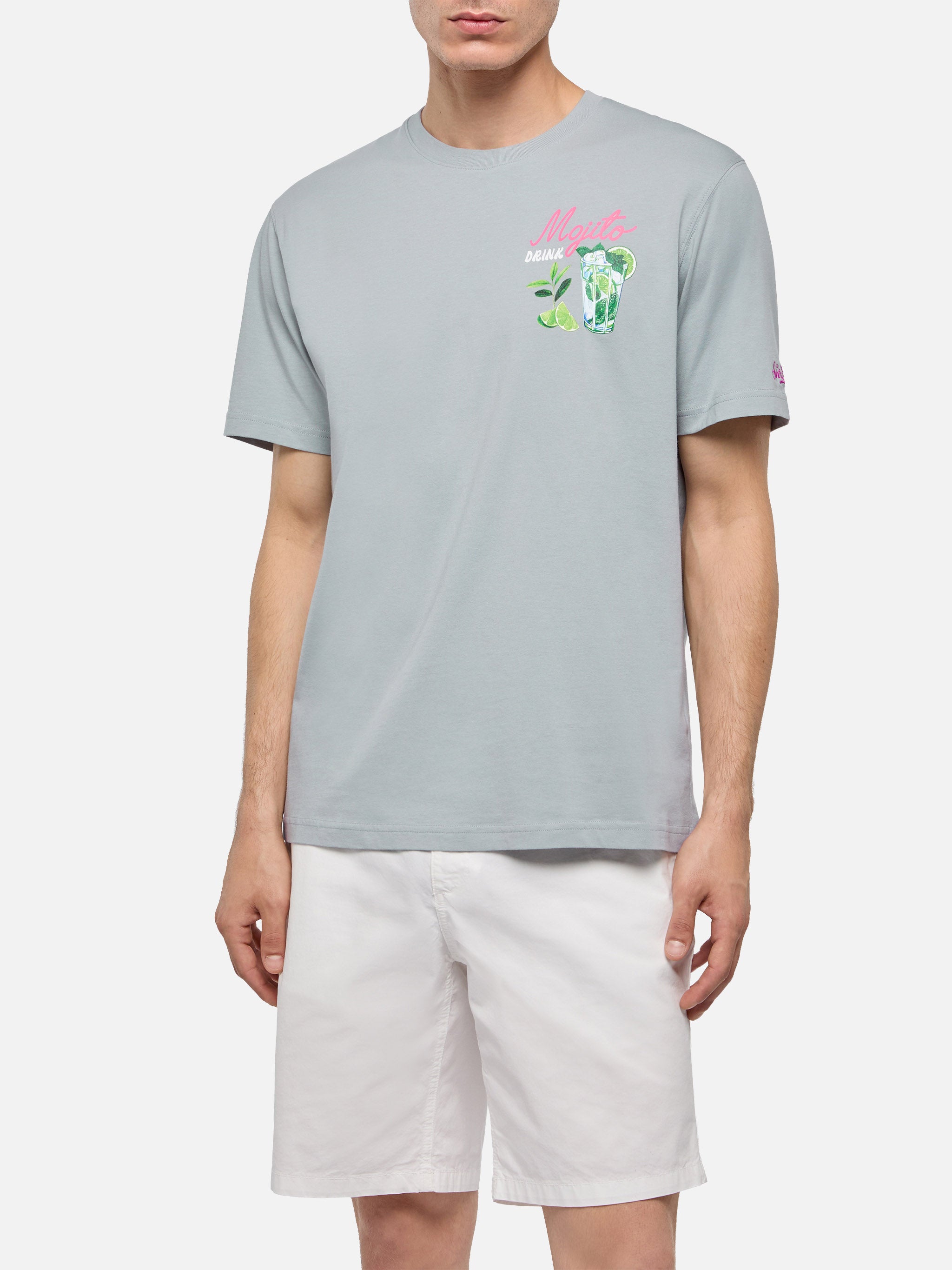 mc2-saint-barth-t-shirt-man-cotone-grigio-m-lange-stampa-mojito-uomo image 3