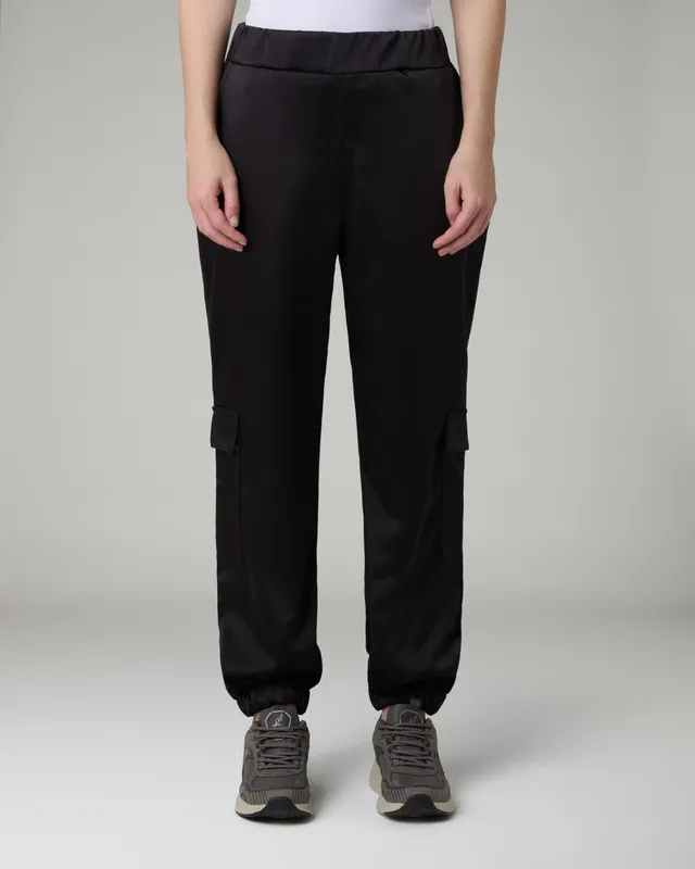 australian-glam-satin-pants-nero-pantalone-cargo-jogger-elasticizzato image 1