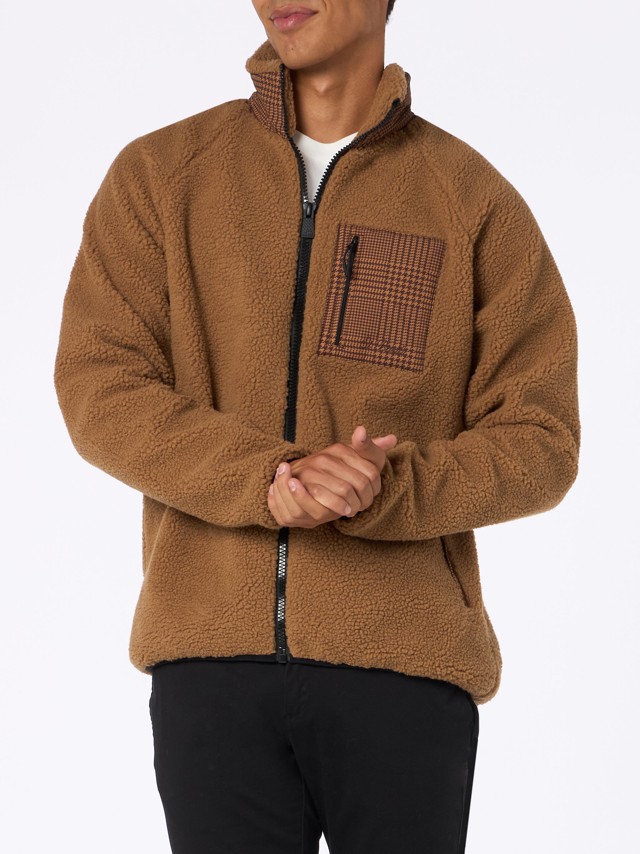 giacca-keystone-mc2-saint-barth-in-sherpa-fantasia-check-marrone image 1