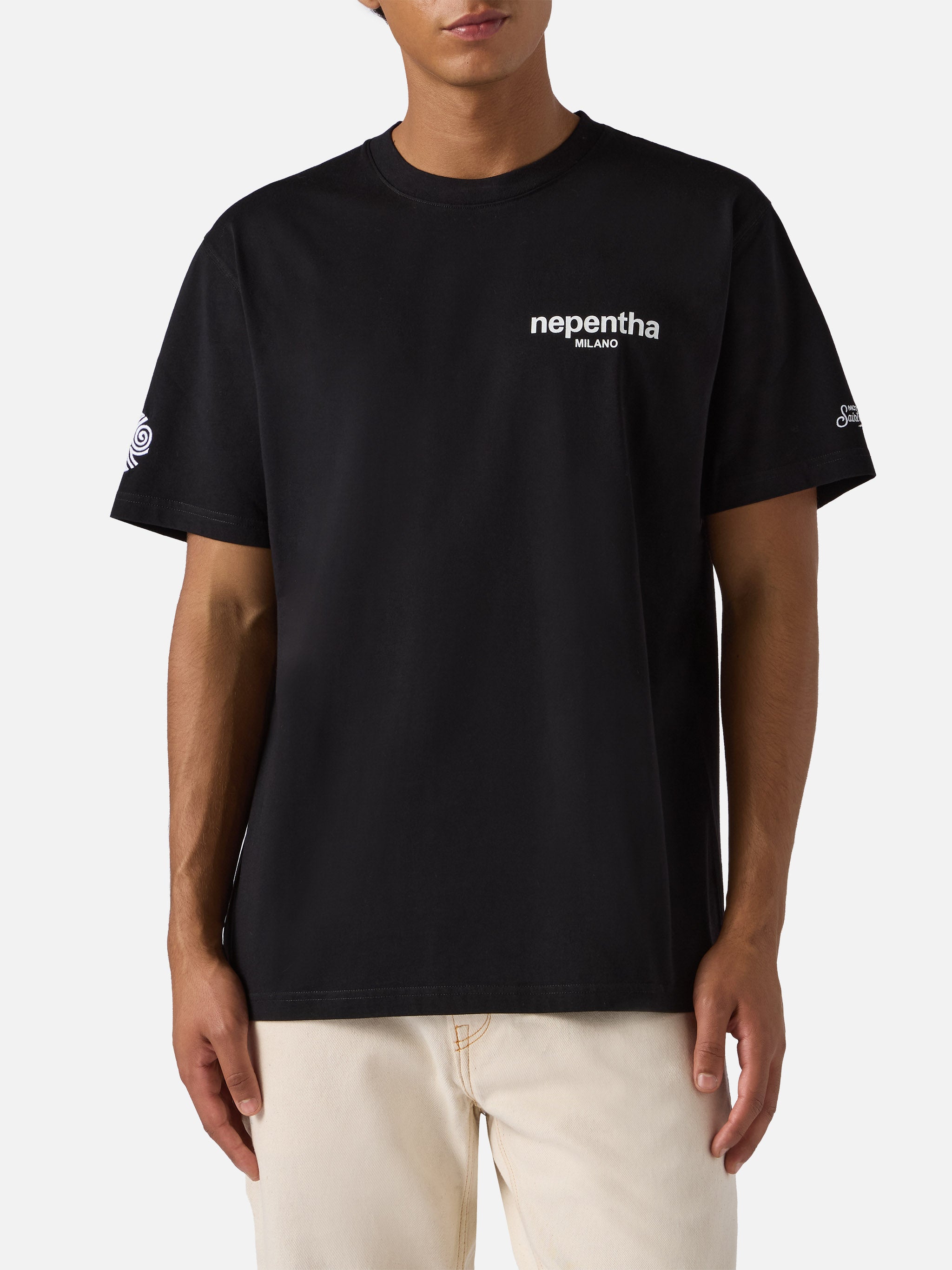 mc2-saint-barth-t-shirt-uomo-arnott-in-cotone-organico-nero-con-ricamo-nepentha- image 2