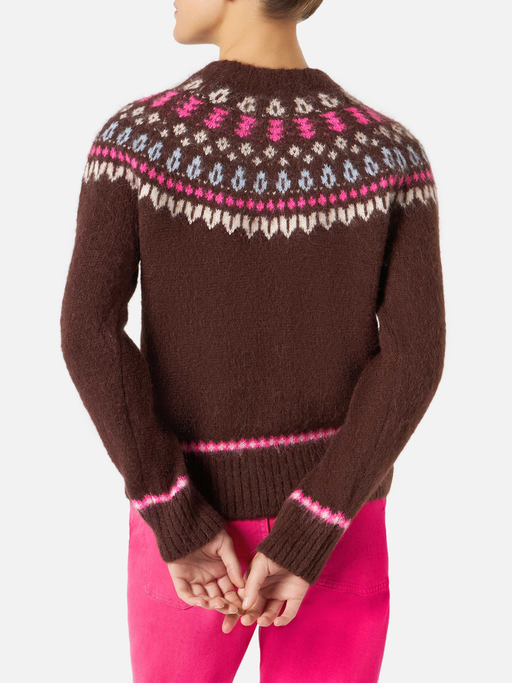 mc2-saint-barth-new-queen-nordic-maglione-donna-jacquard-marrone image 4