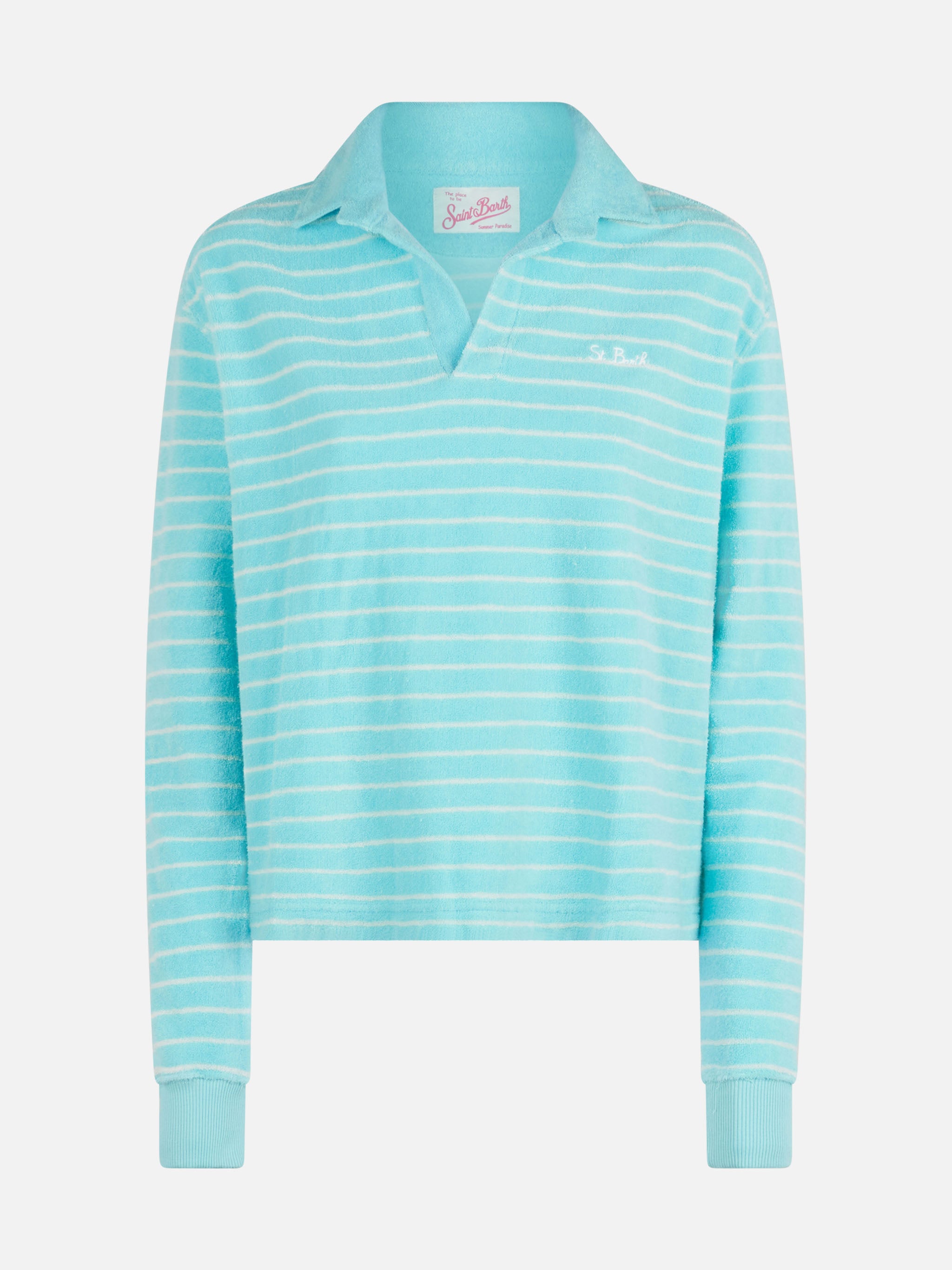 mc2-saint-barth-magda-felpa-spugna-a-righe-azzurro-chiaro-oversize image 1