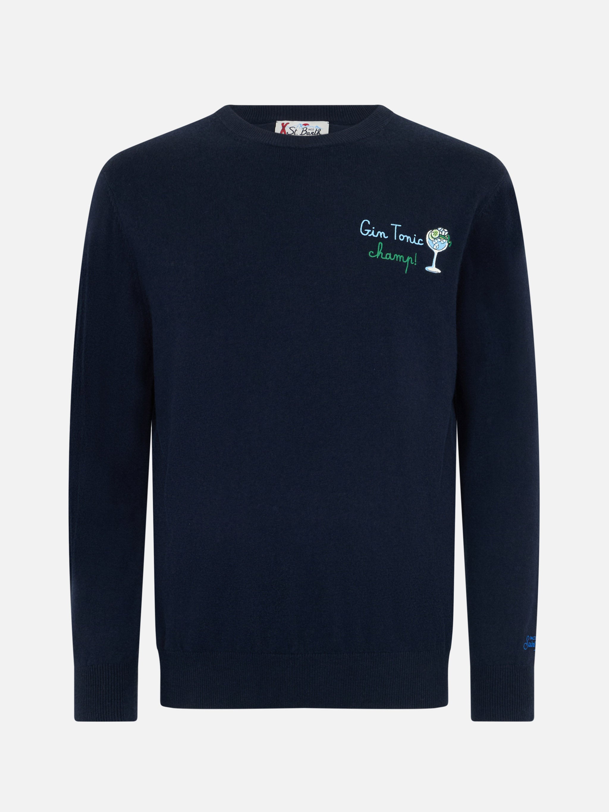 mc2-saint-barth-maglione-girocollo-heron-uomo-blu-ricamo-gin-tonic image 4