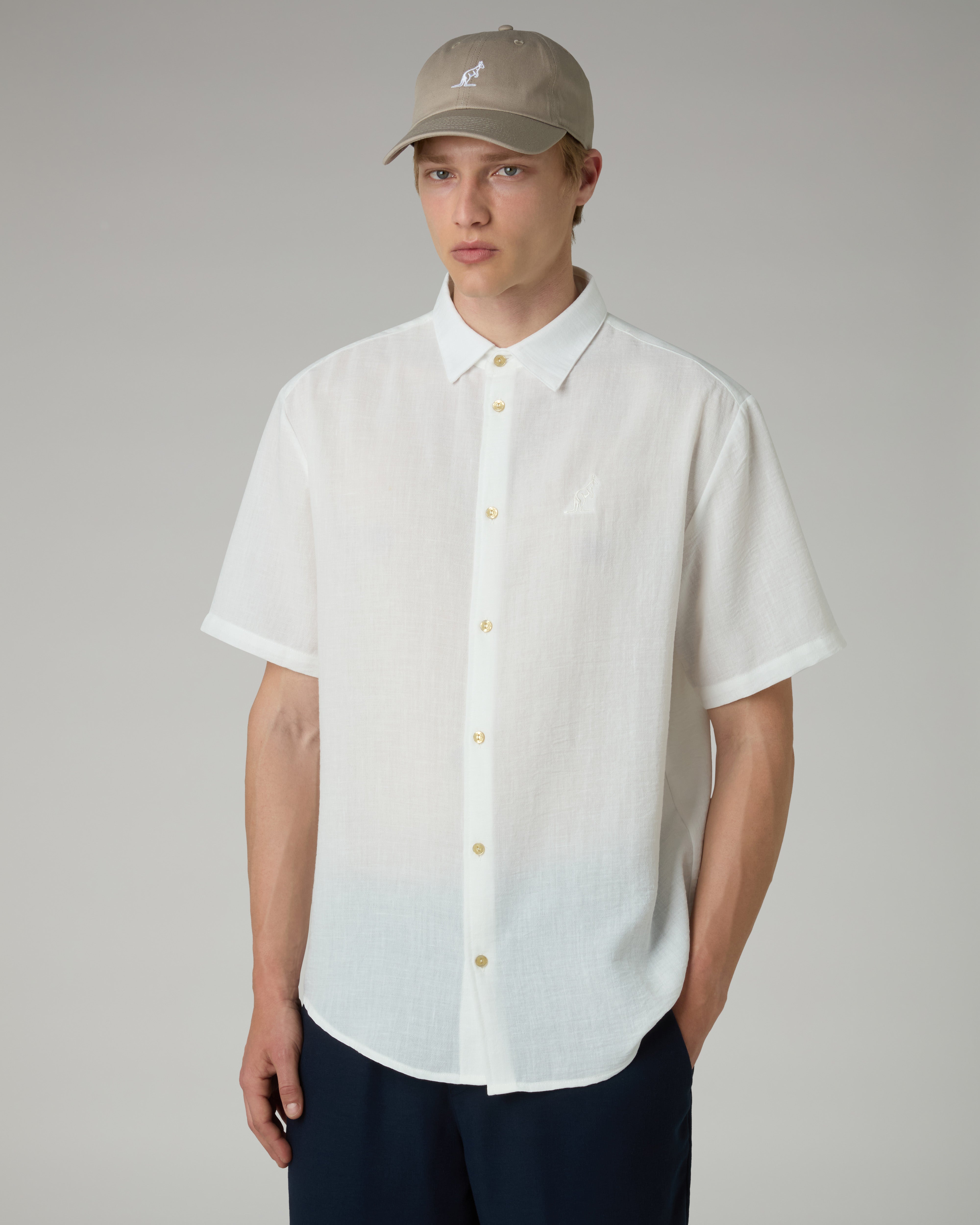 australian-doric-shirt-camicia-canvas-latte-manica-corta image 1