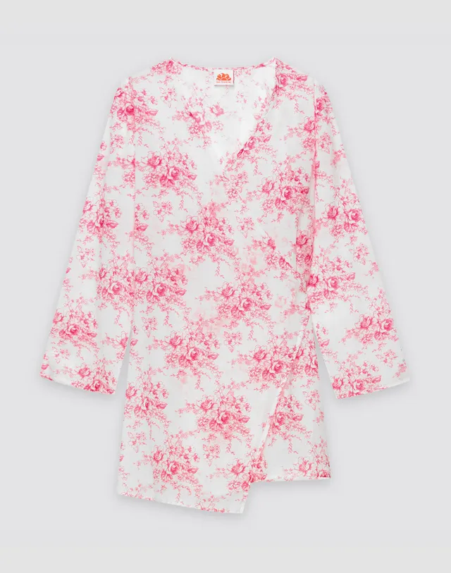 sundek-abito-donna-wrapover-corto-rose-de-joie-in-voile-di-cotone-w218drvl3jd image 1