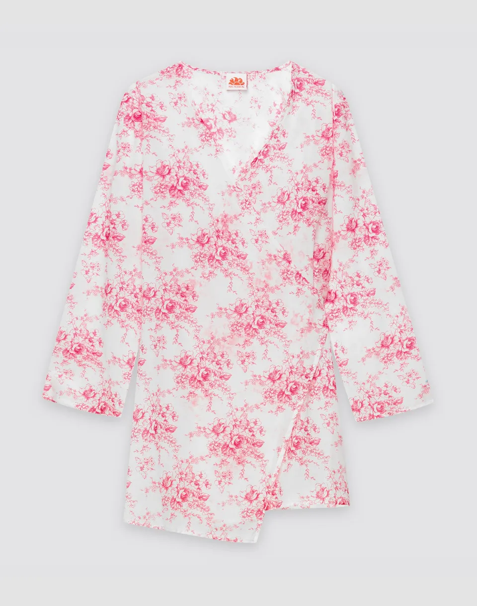sundek-abito-donna-wrapover-corto-rose-de-joie-in-voile-di-cotone-w218drvl3jd image 1