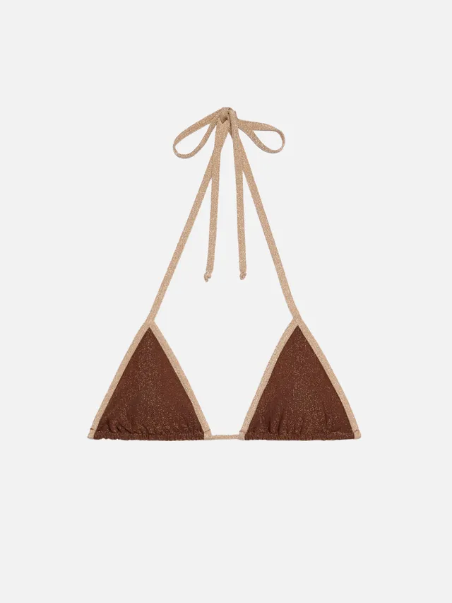 top-bikini-mc2-saint-barth-leah-triangolo-in-lurex-marrone-con-profilo-oro image 1