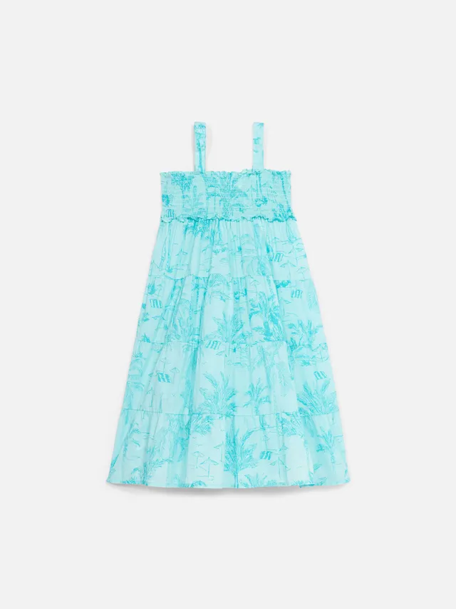 mc2-saint-barth-jemine-jr-abito-bambina-cotone-verde-acqua-toile-de-jouy-smock image 1